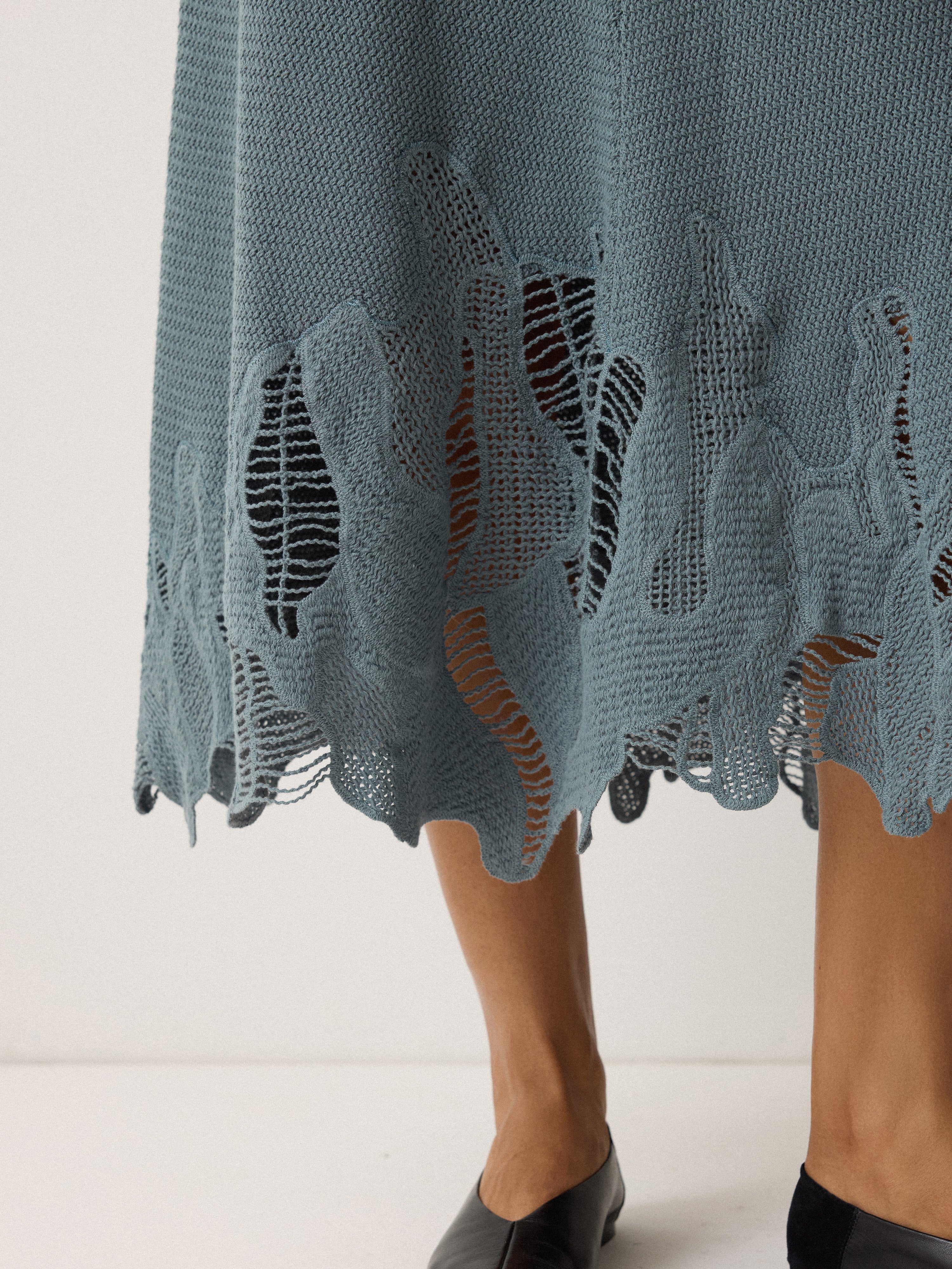 Abstract Lace Knitted Skirt | Blue - Image 2