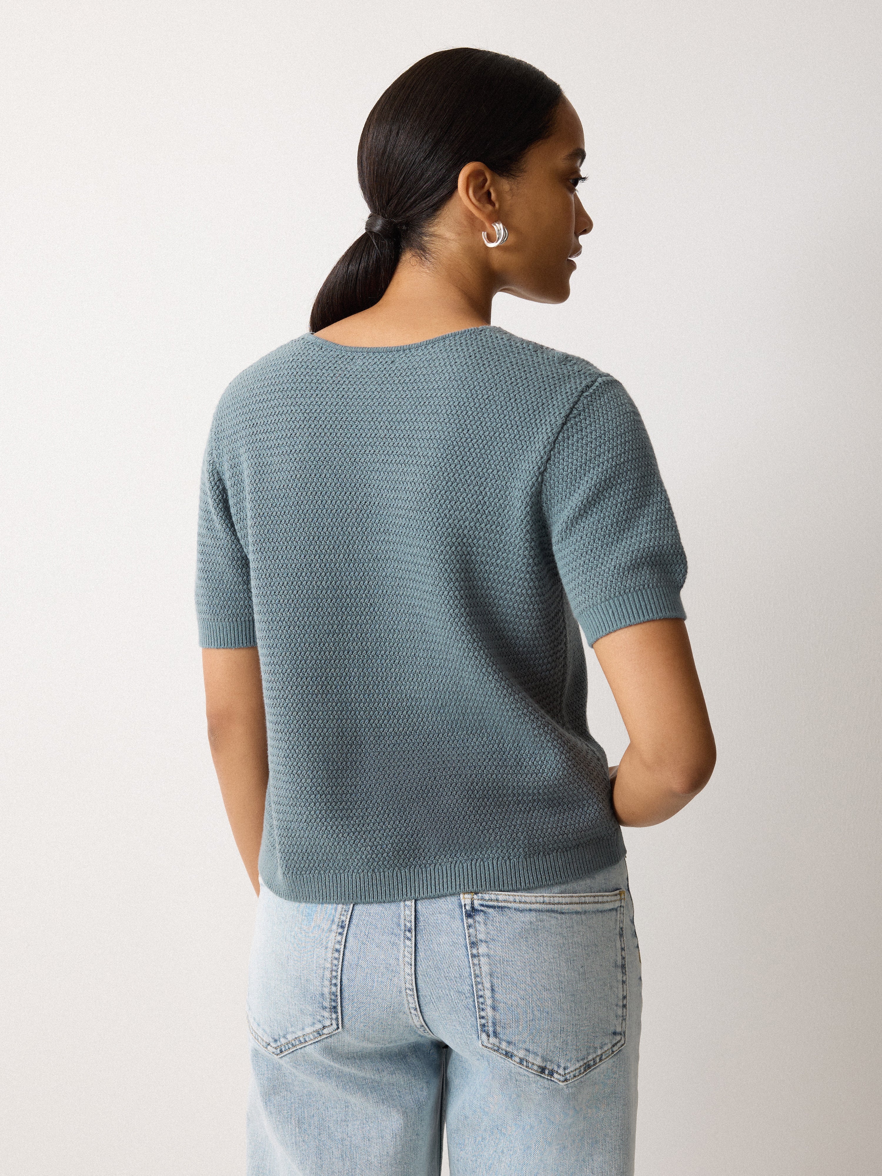 Abstract Lace Knitted Top | Blue - Image 4