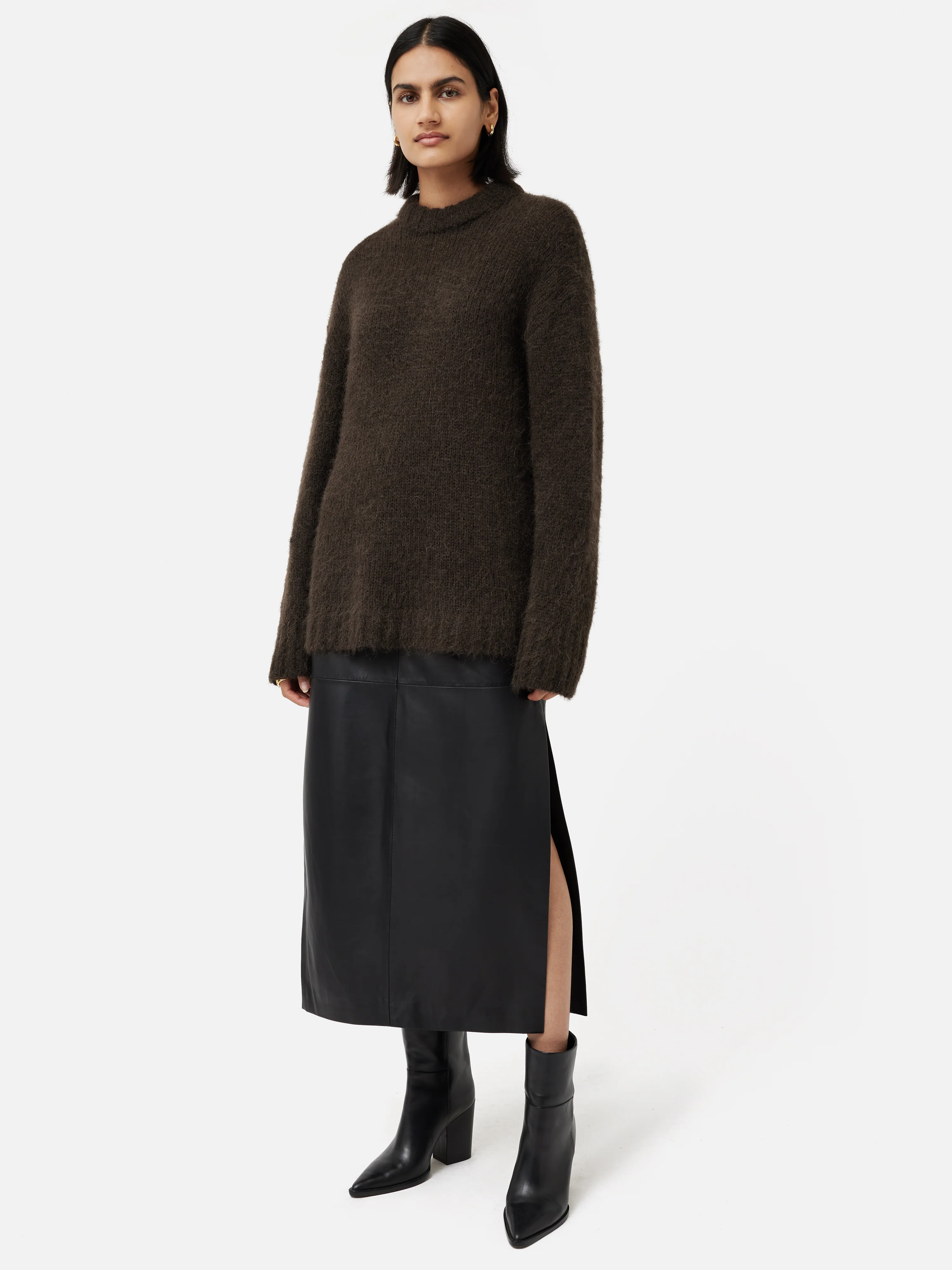 Alpaca Blend Oversized Jumper | Brown - Image 3