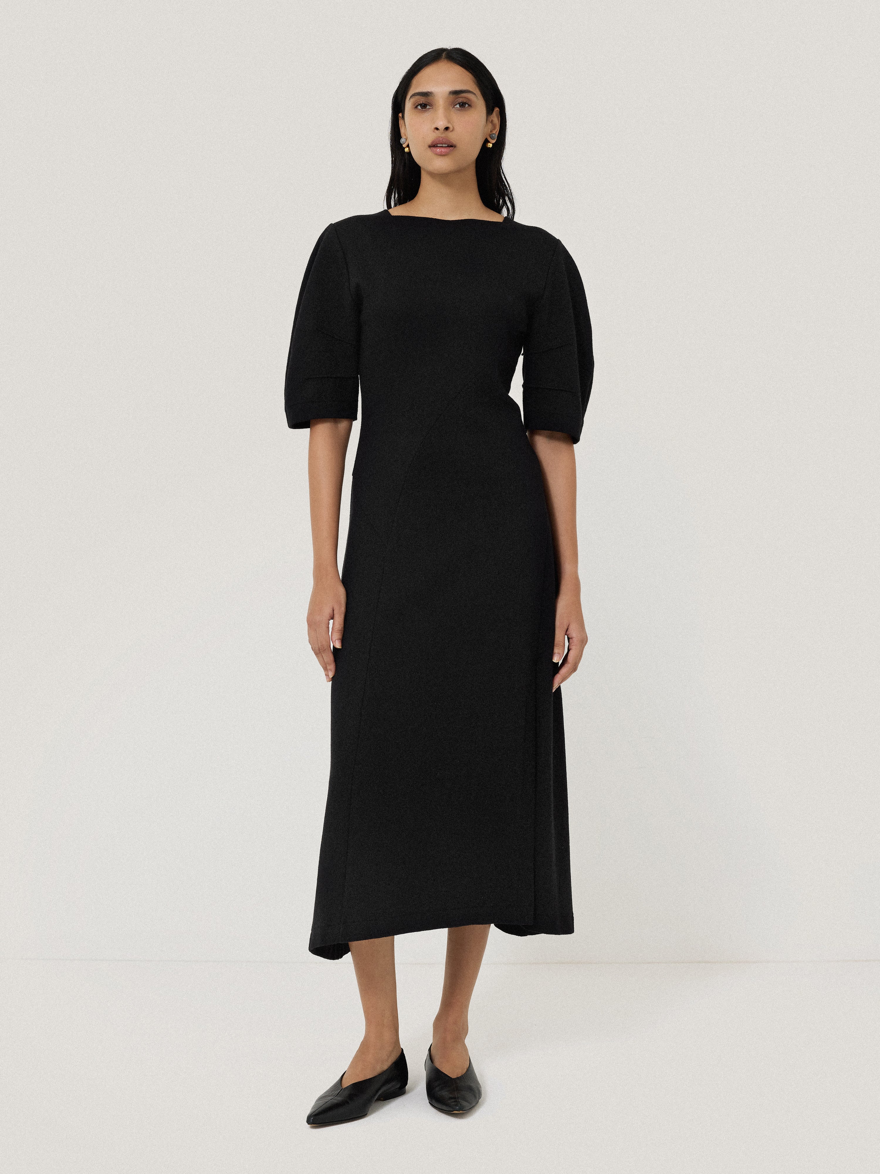 Angled Seams Jersey Dress | Black - Image 3