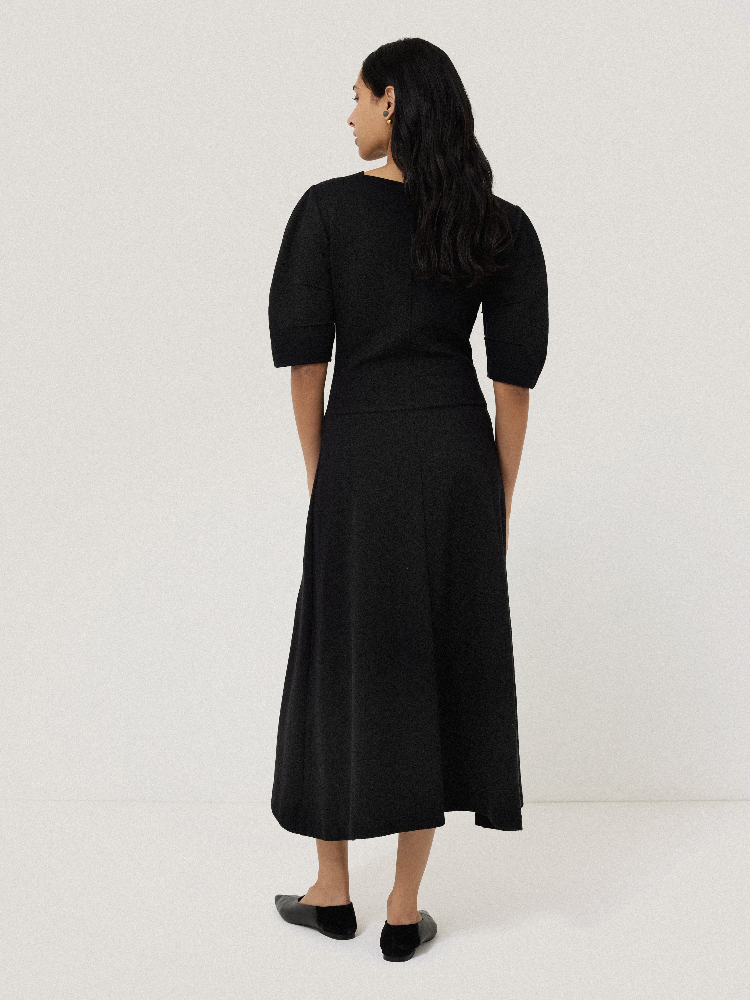 Angled Seams Jersey Dress | Black - Image 5