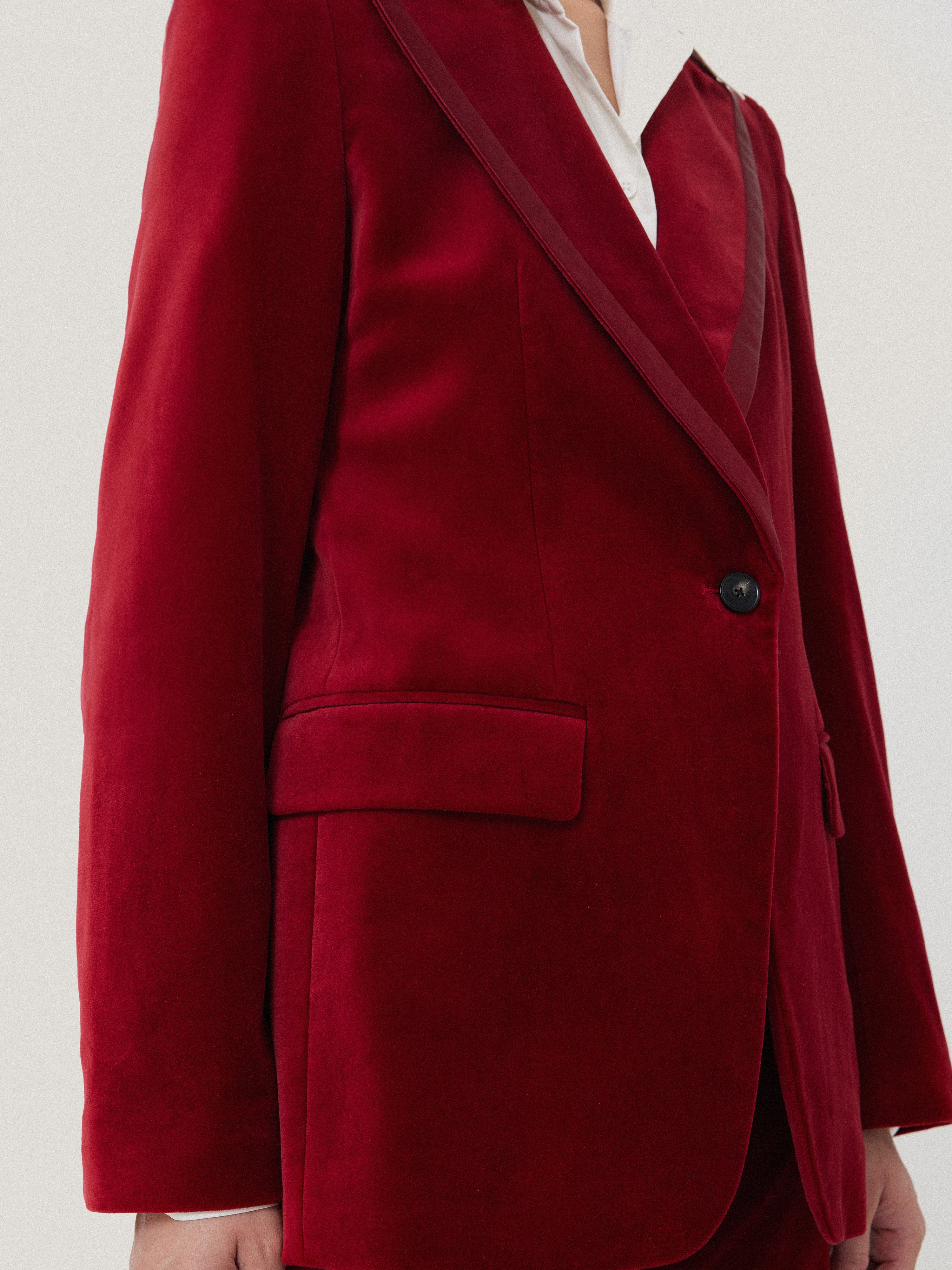 Ashby Velvet Blazer | Red - Image 3