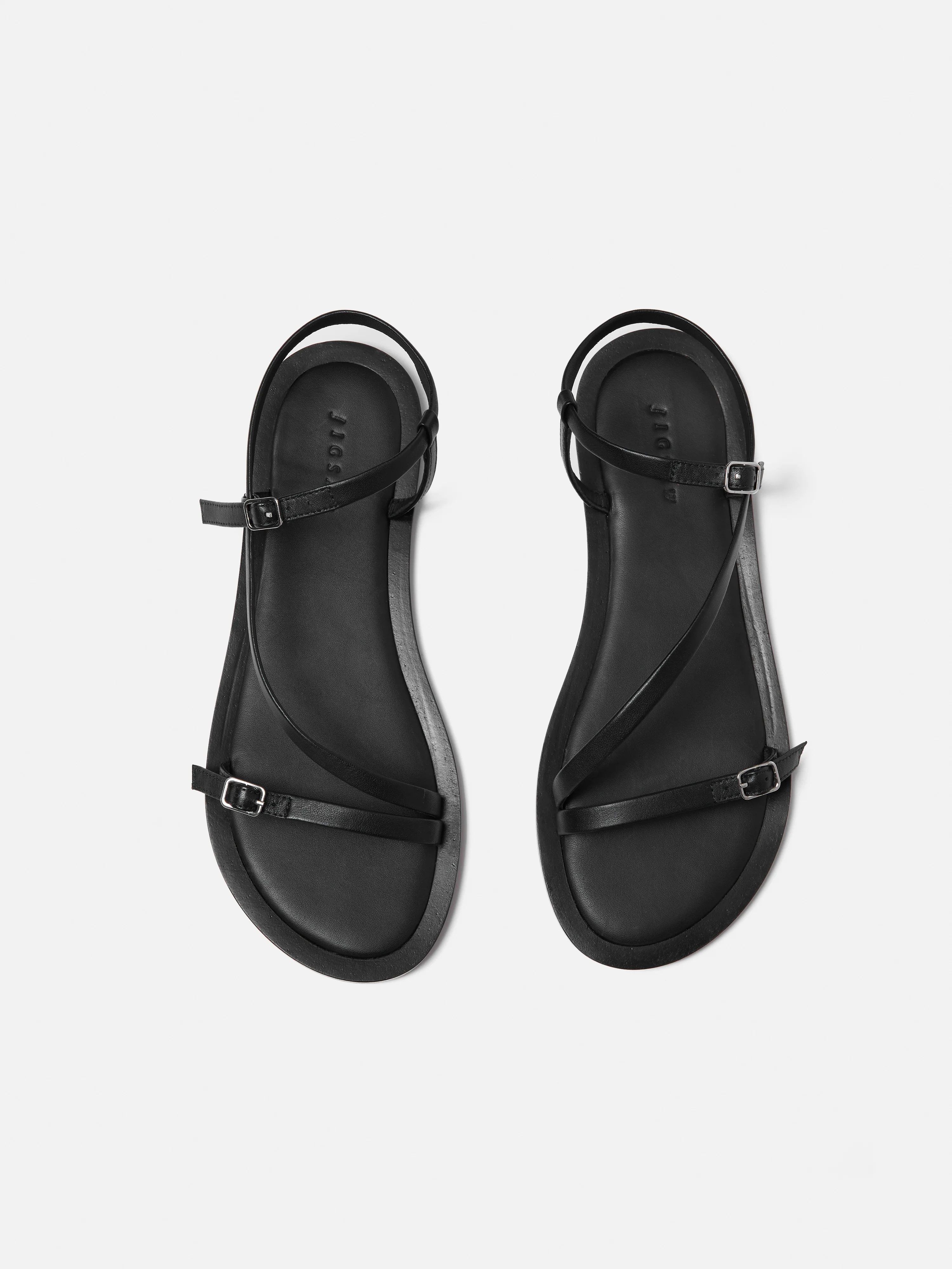 Asymmetrical Strappy Sandal | Black - Image 4