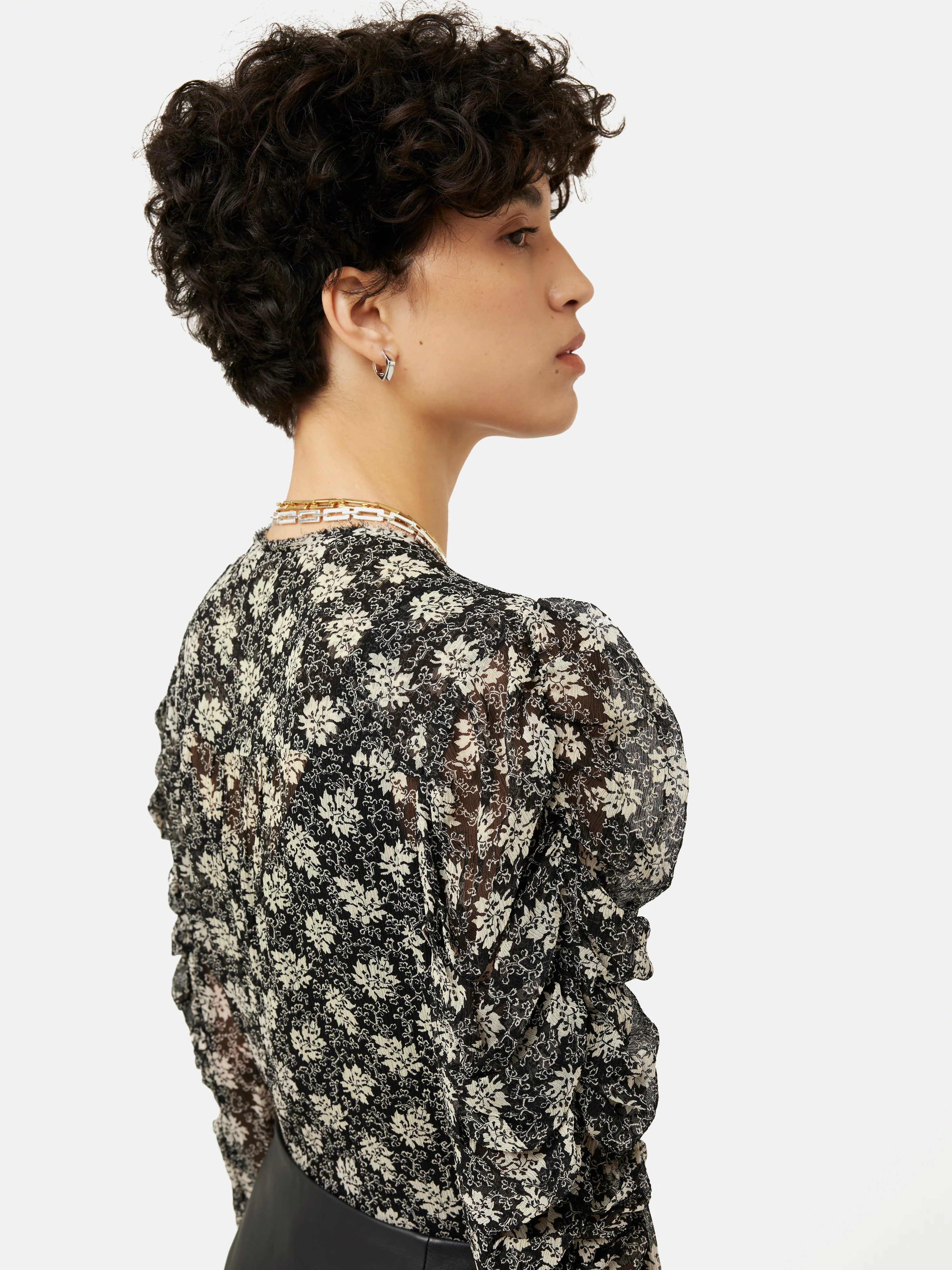 Block Leaf Crinkle Top | Black - Image 5