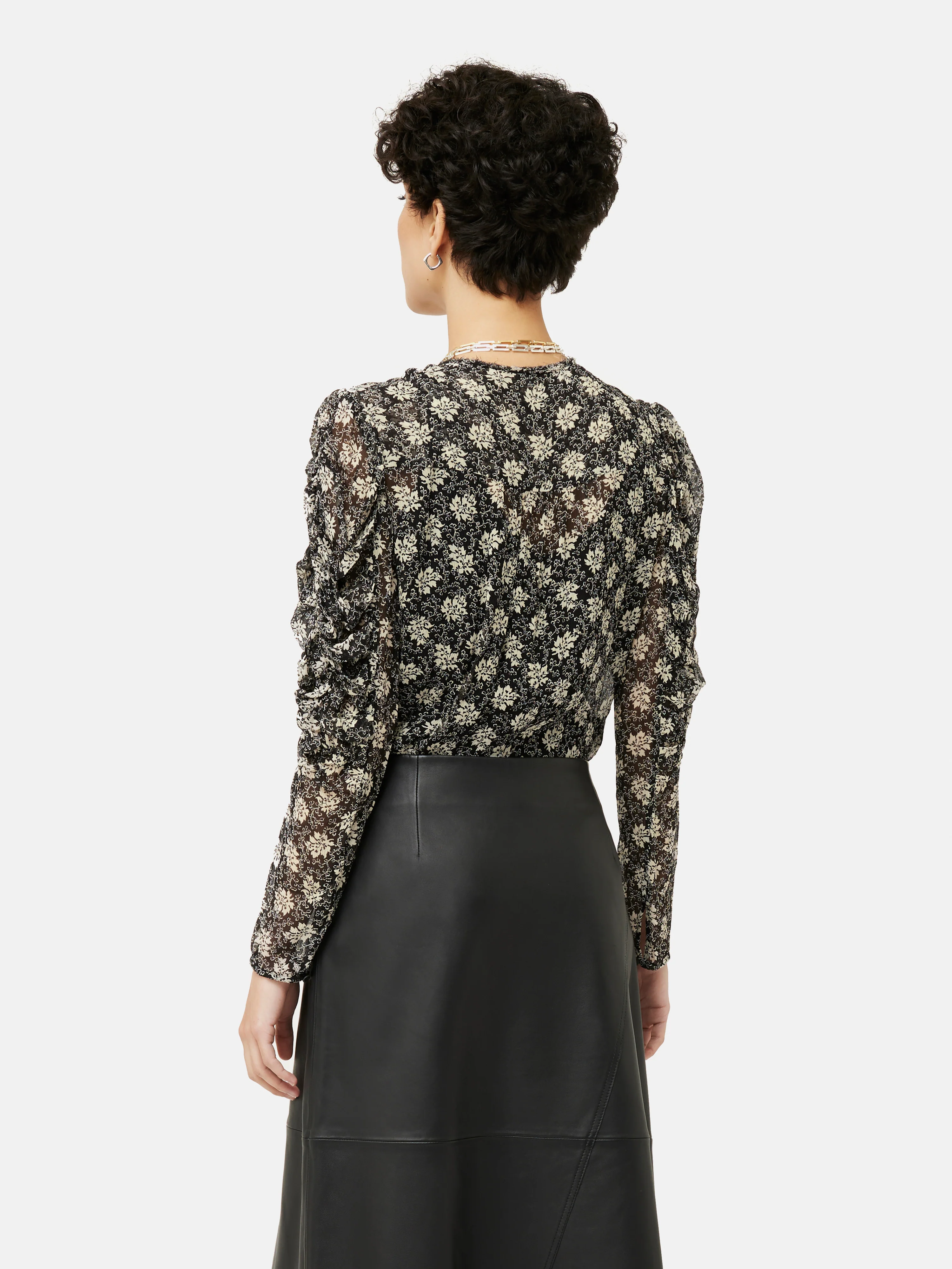 Block Leaf Crinkle Top | Black - Image 6