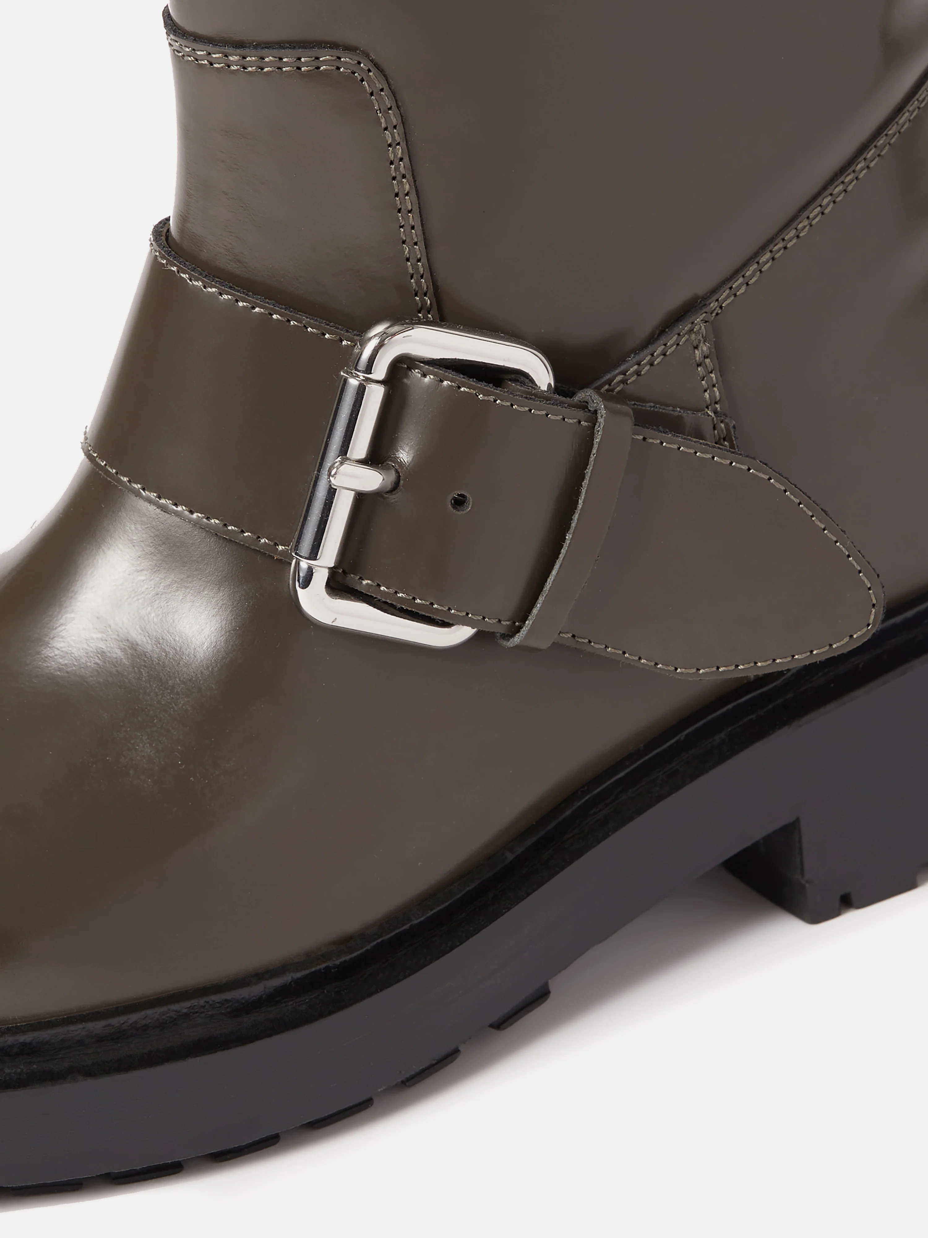 Box Leather Biker Boot | Khaki - Image 6
