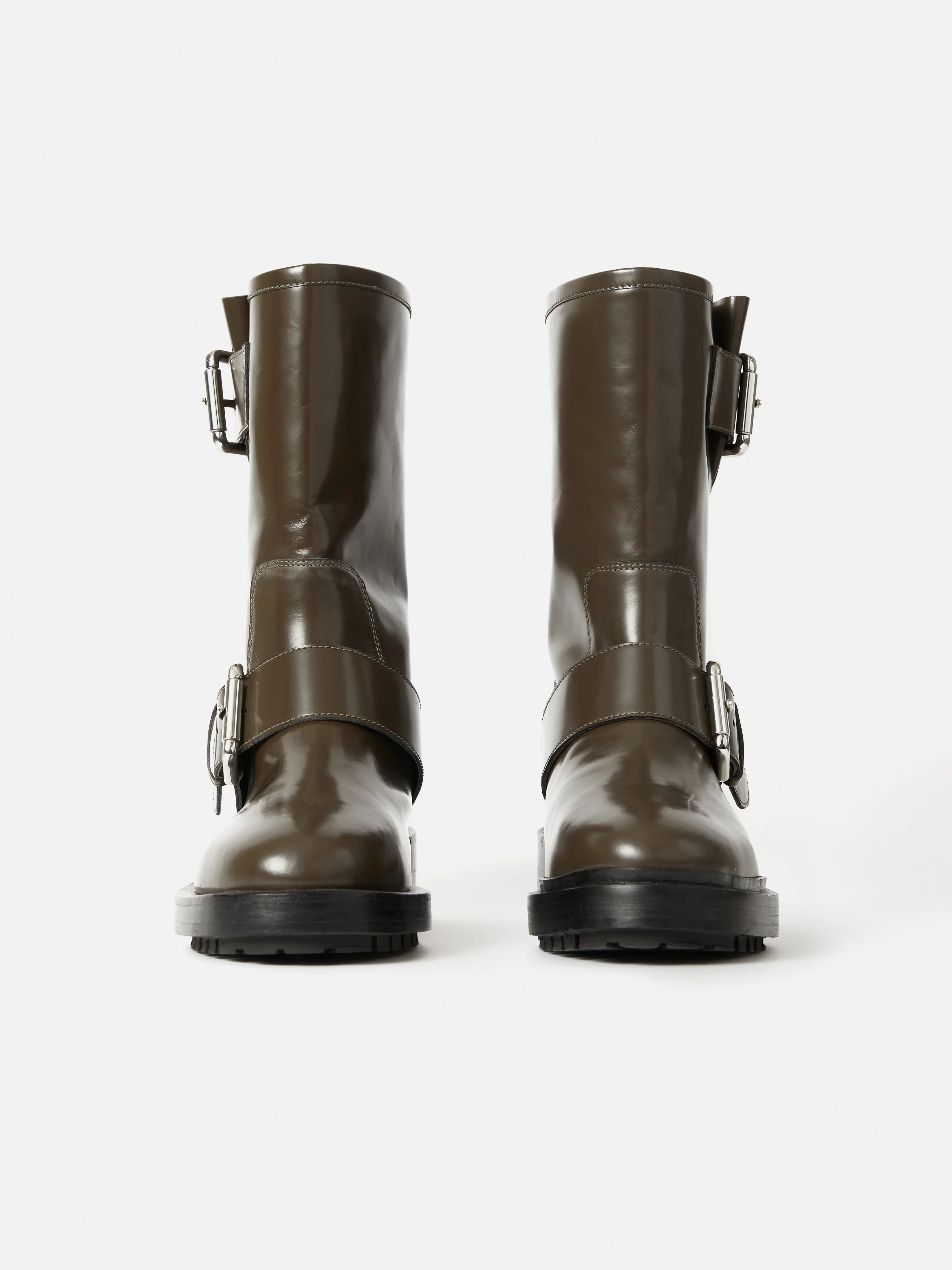Box Leather Biker Boot | Khaki - Image 7