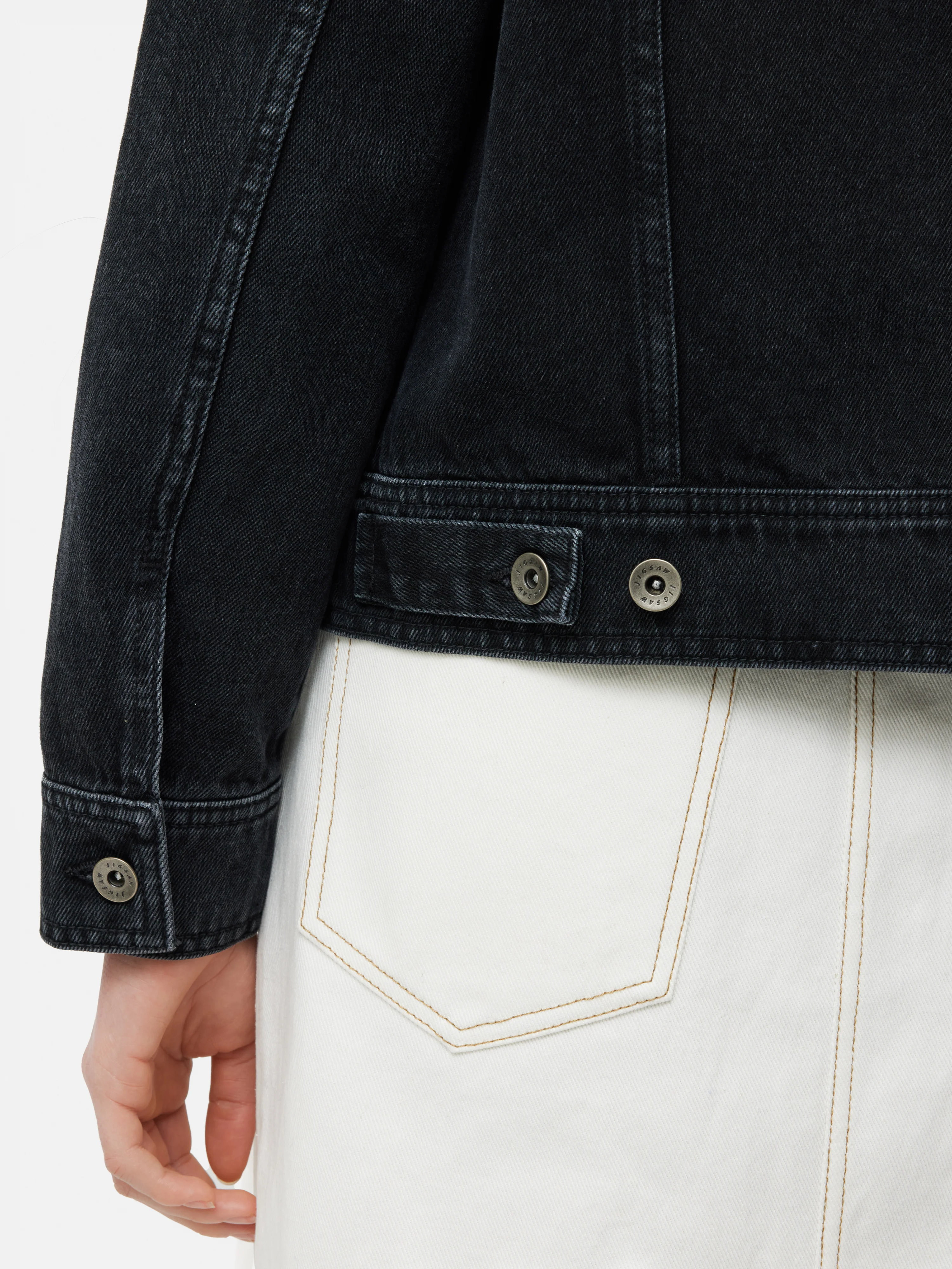 Boxy Denim Trucker Jacket | Washed Black - Image 4