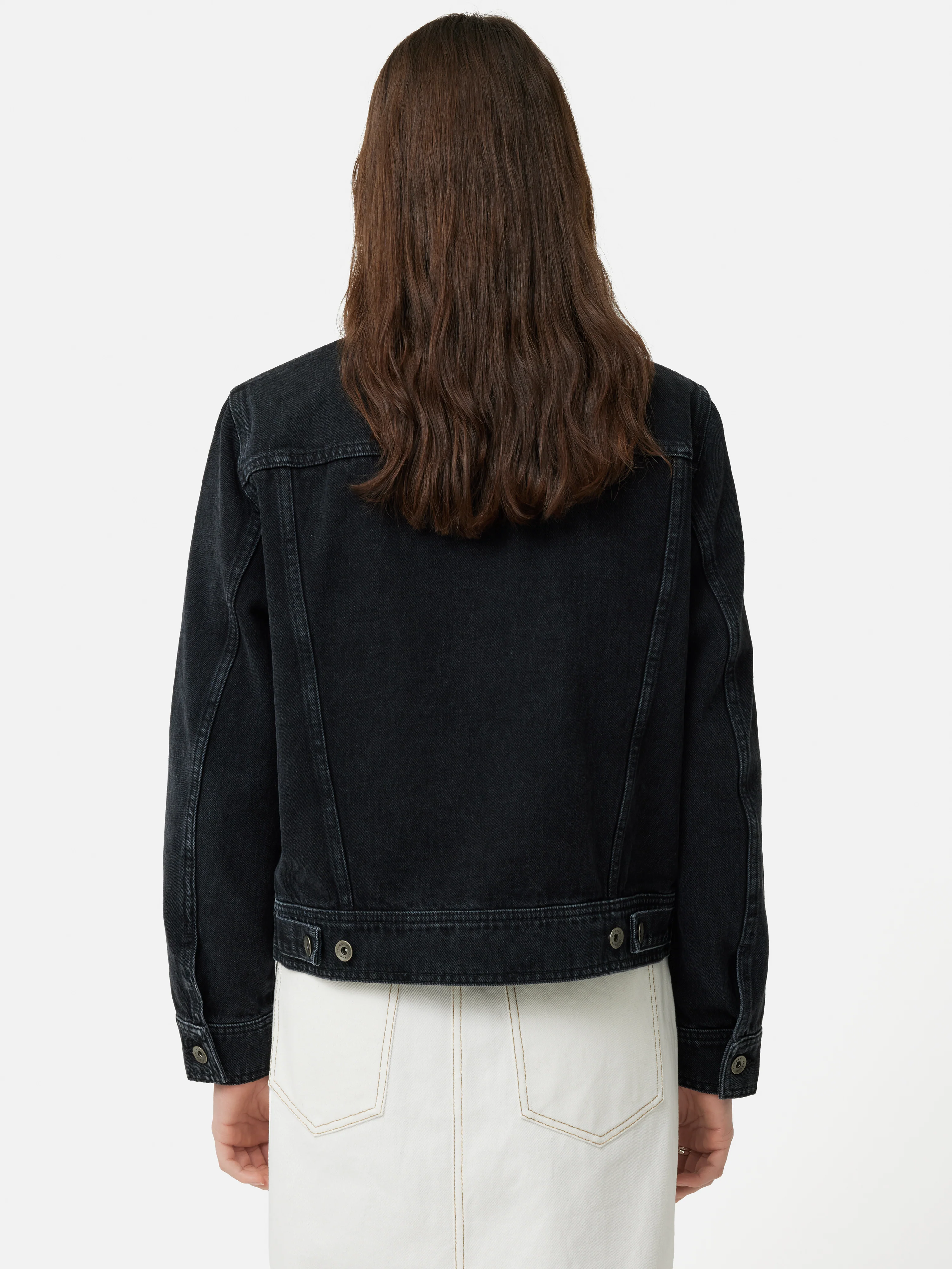 Boxy Denim Trucker Jacket | Washed Black - Image 5