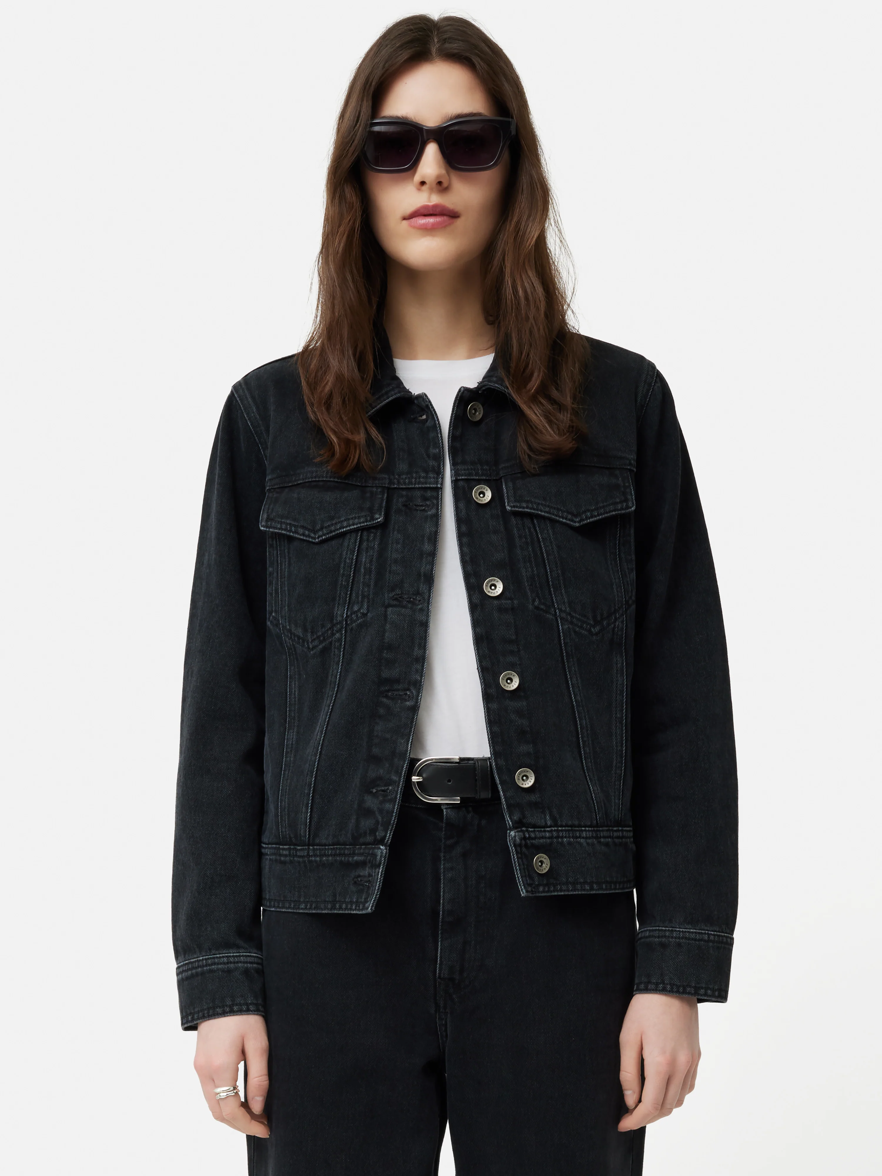 Boxy Denim Trucker Jacket | Washed Black - Image 6