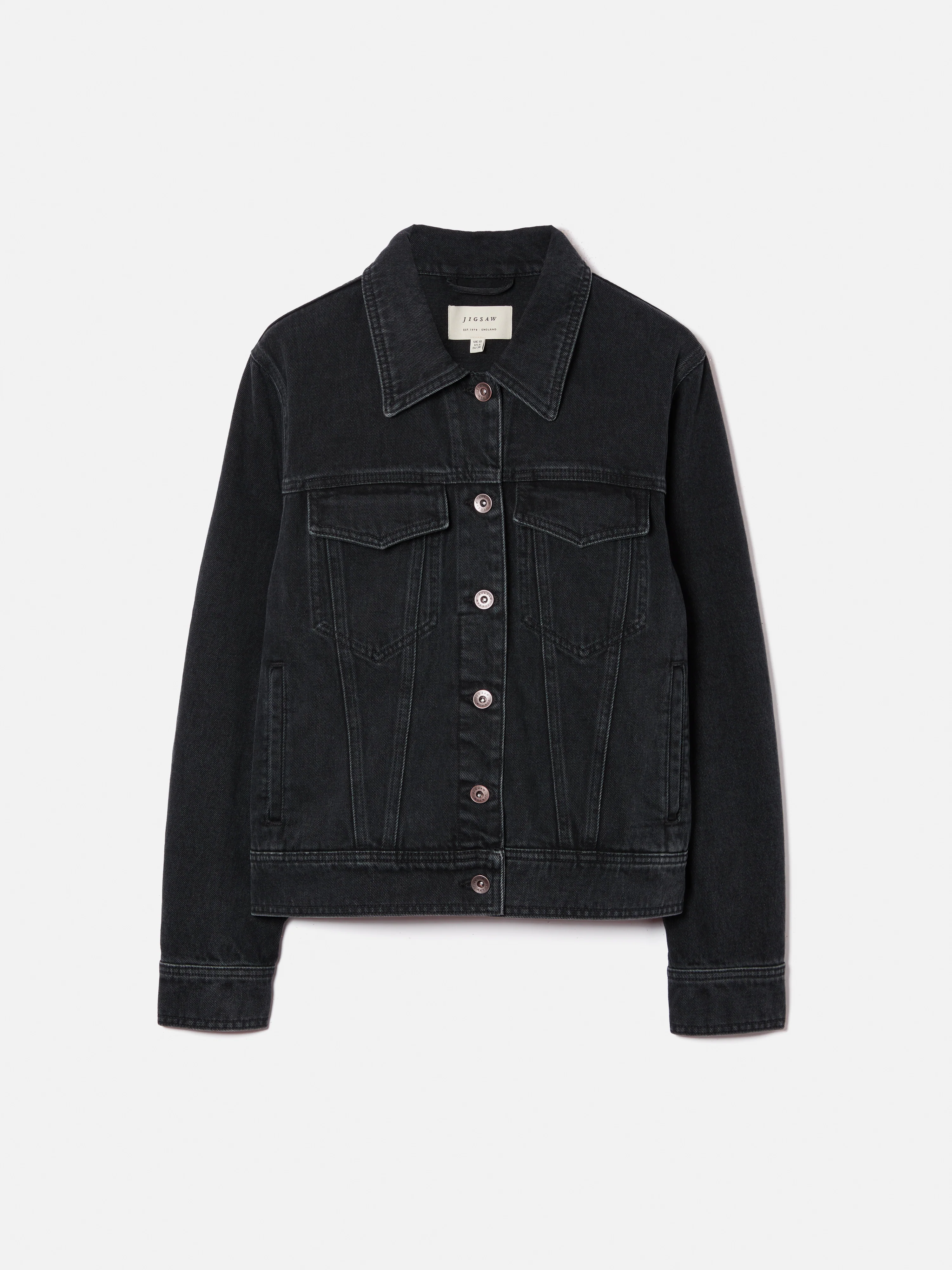 Boxy Denim Trucker Jacket | Washed Black - Image 9