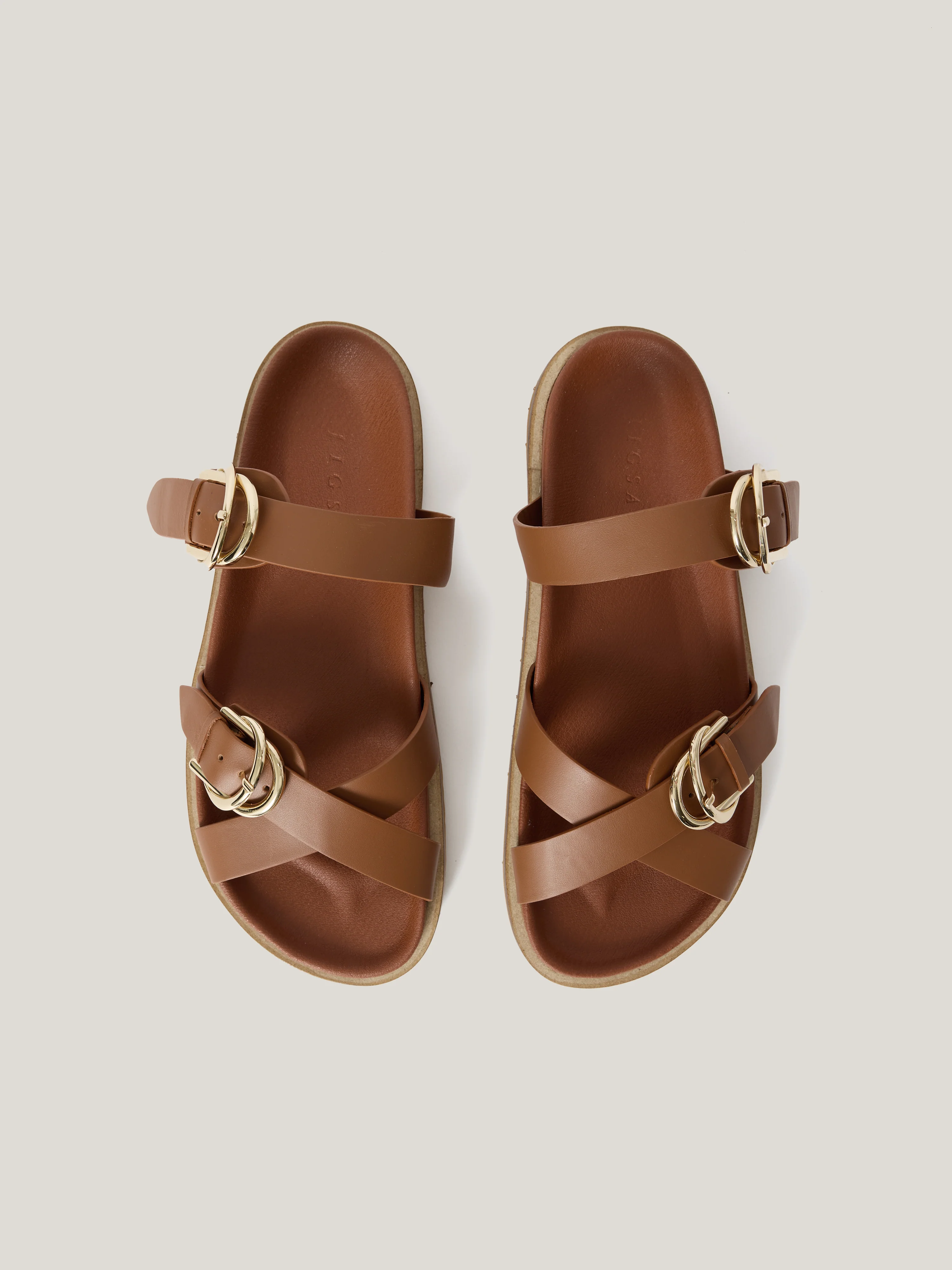 Buckle Detail Footbed Sandal | Tan - Image 3