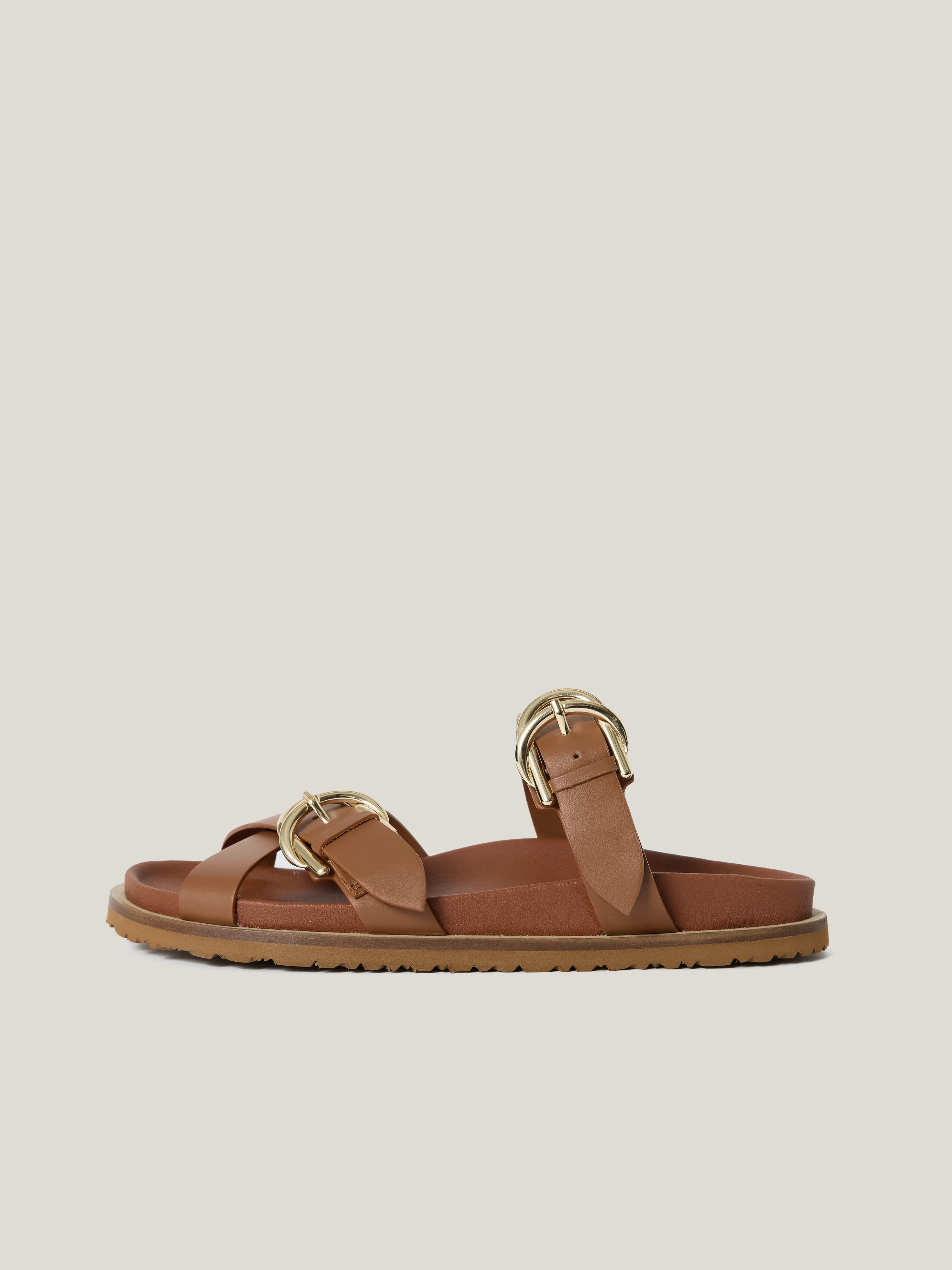Buckle Detail Footbed Sandal | Tan - Image 5