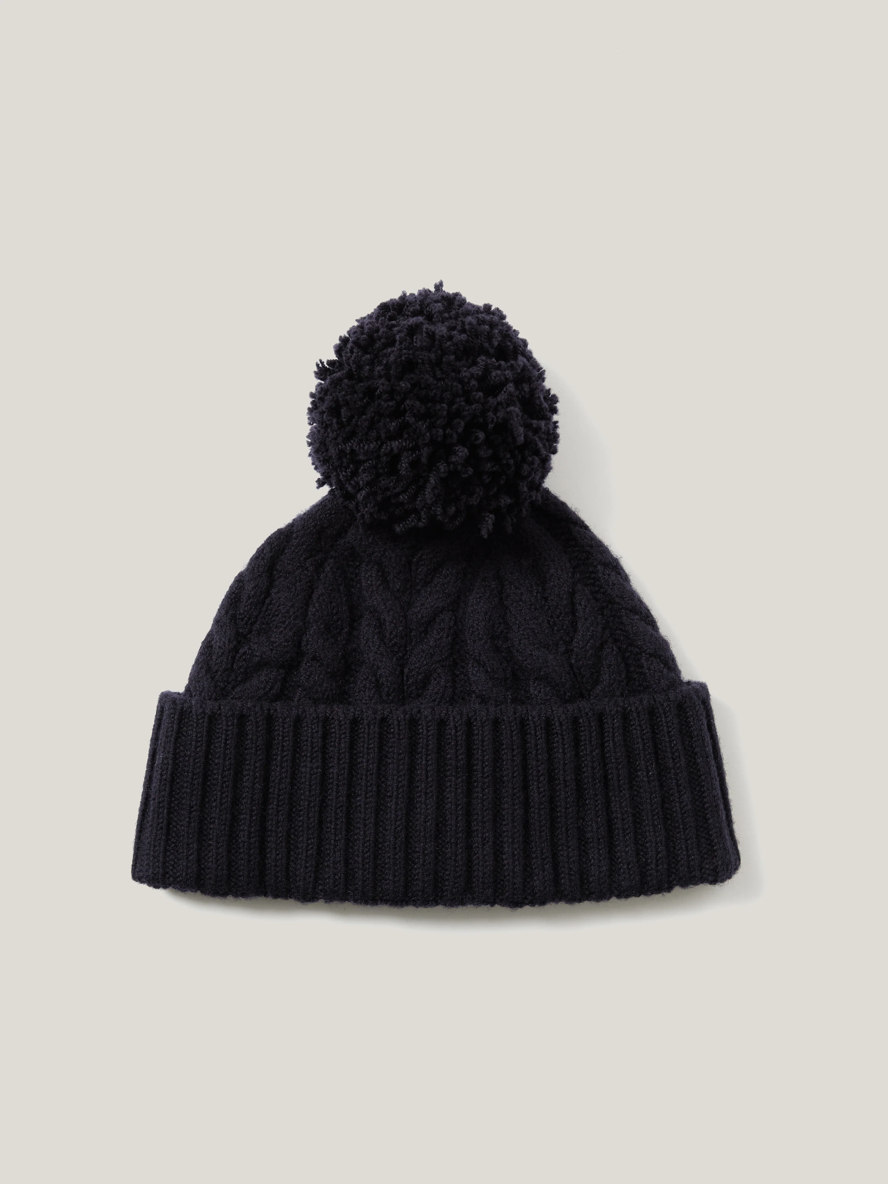 Cable Pom Hat | Navy - Image 3
