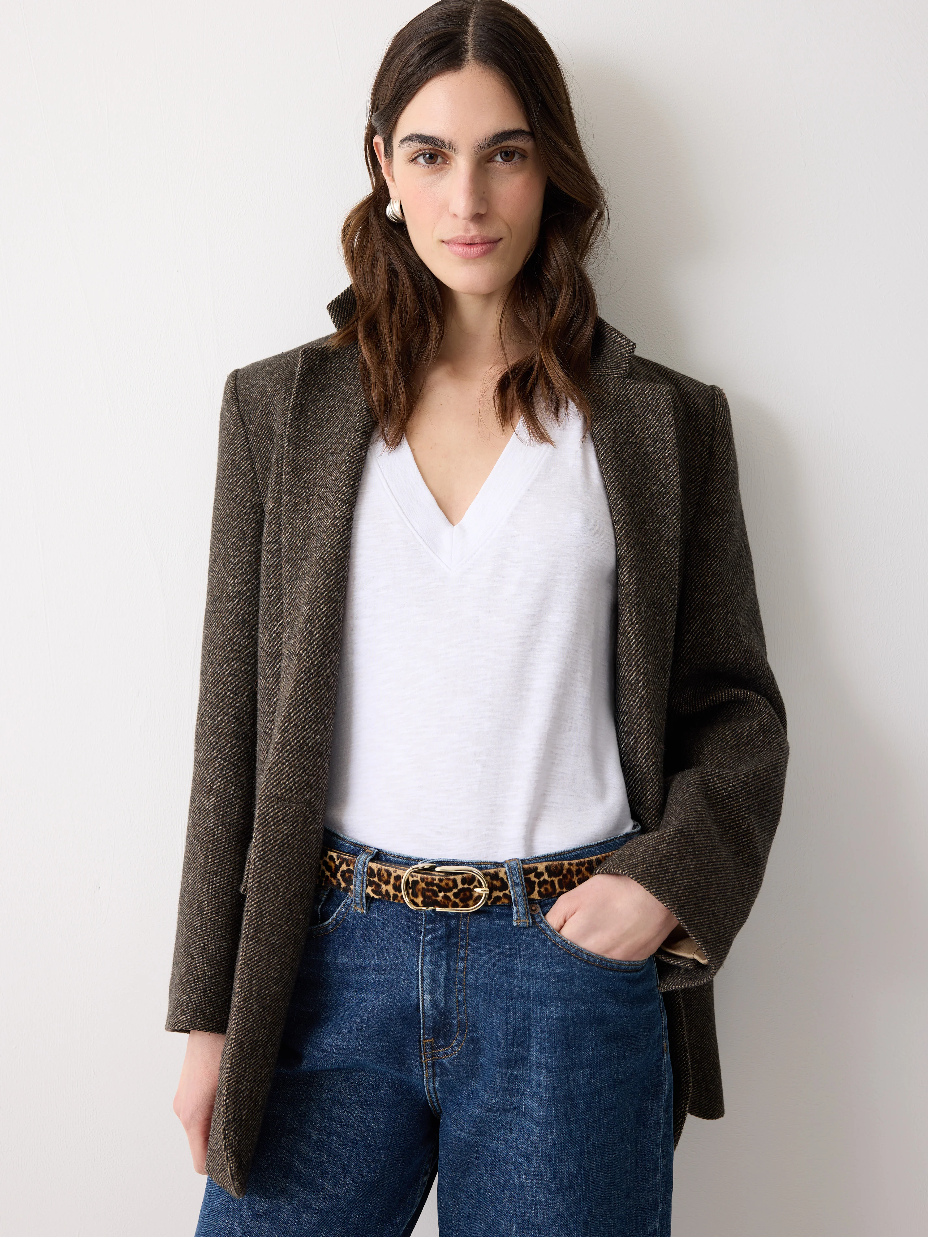 Calf Hair Leopard Print Belt | Brown