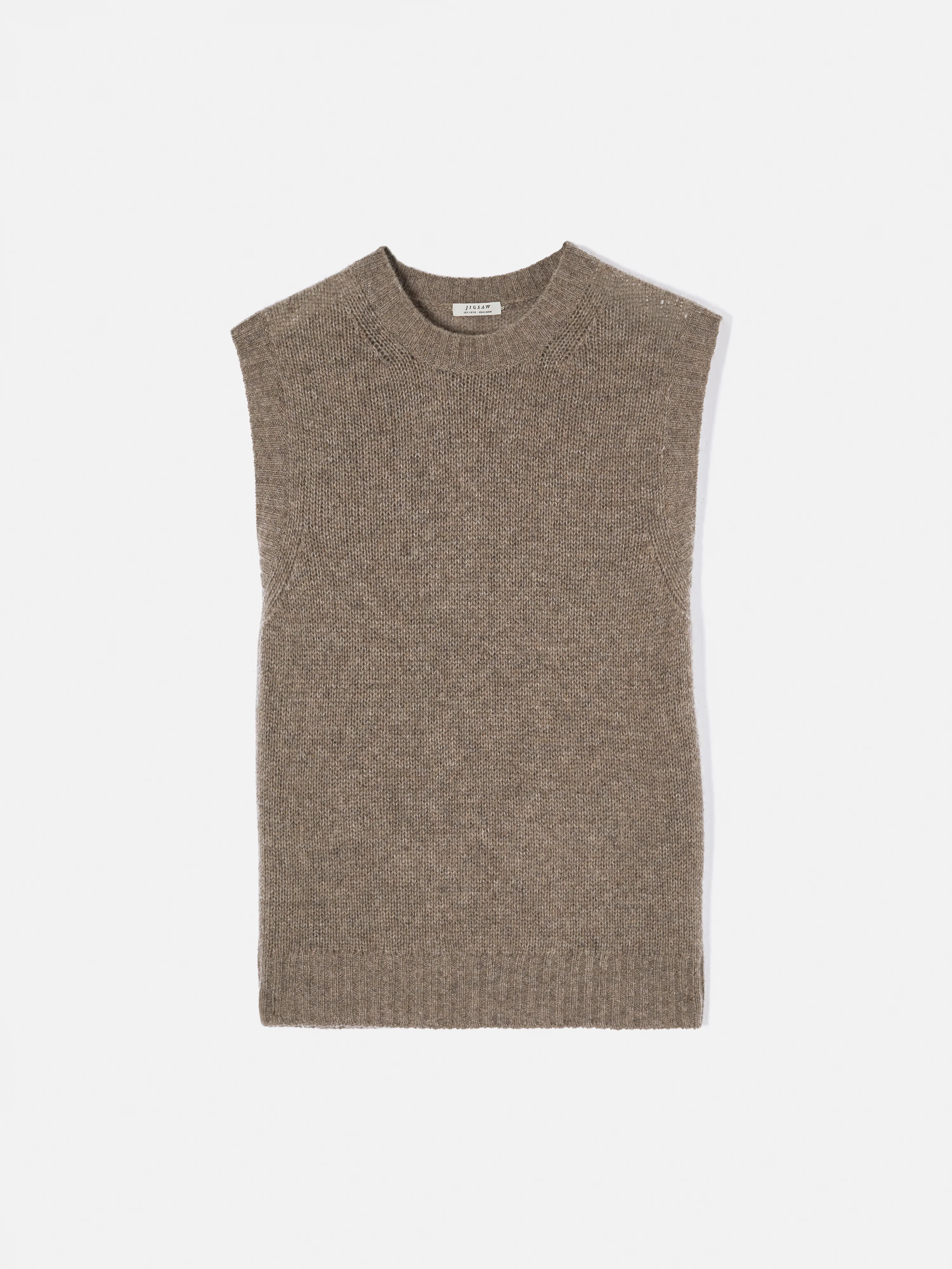 Cashmere Crew Neck Tank | Brown - Image 8