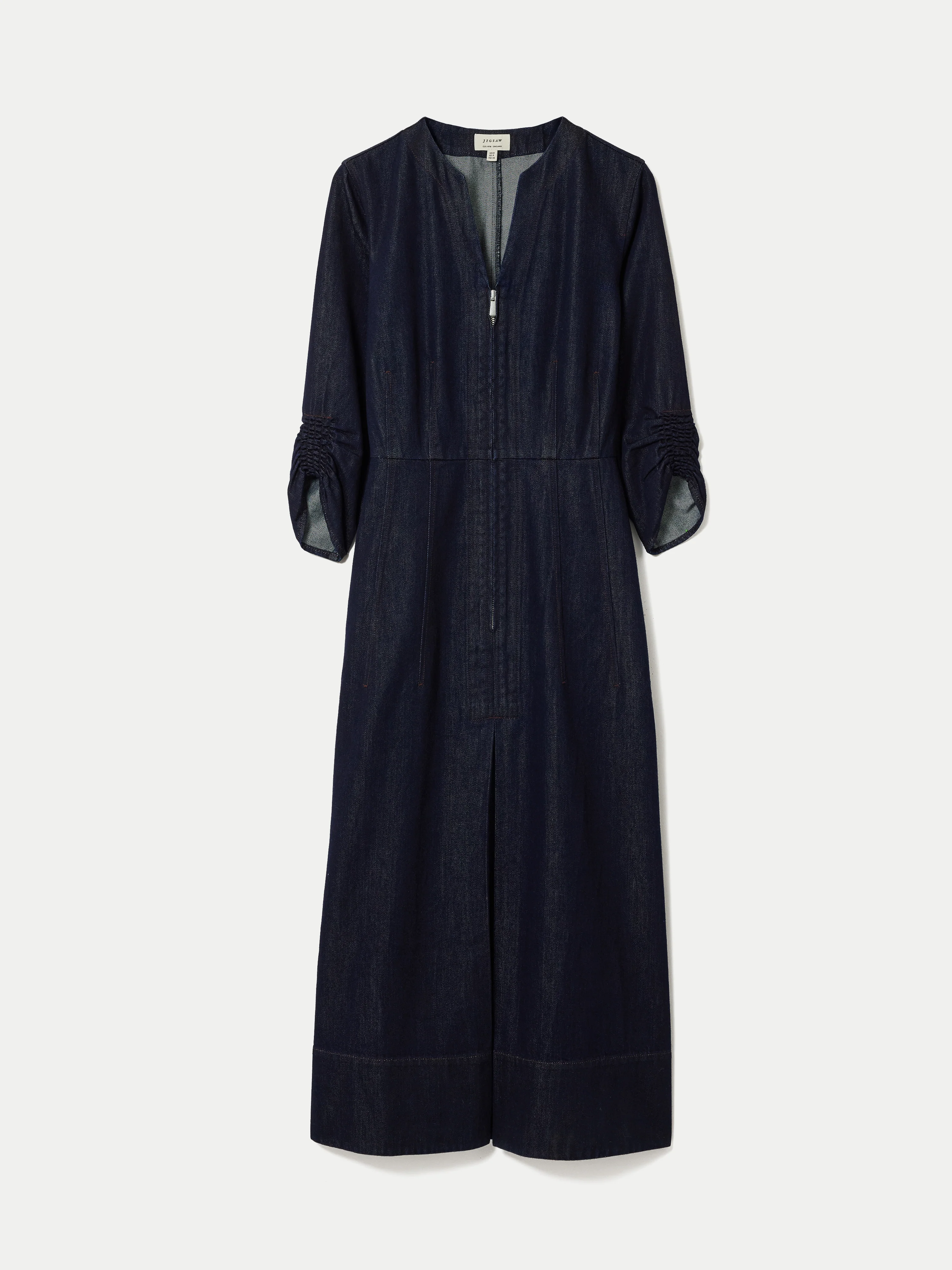 Chambray Zip Front Midi Dress | Indigo - Image 8