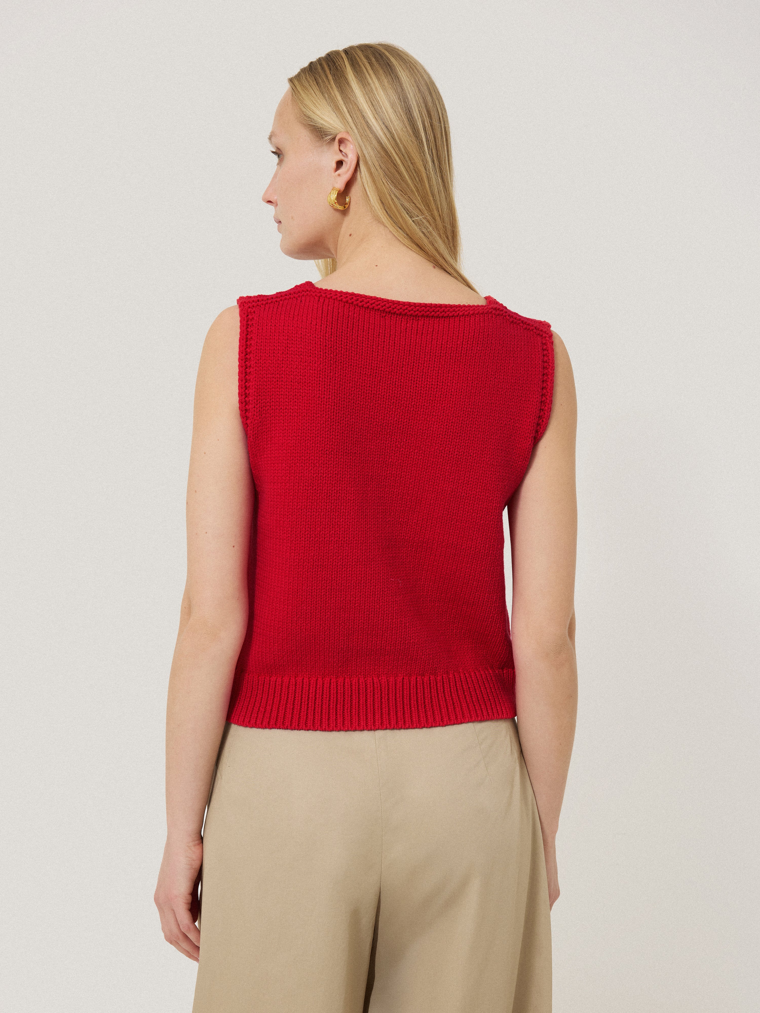 Chunky Cotton Blend V Tank | Red - Image 5