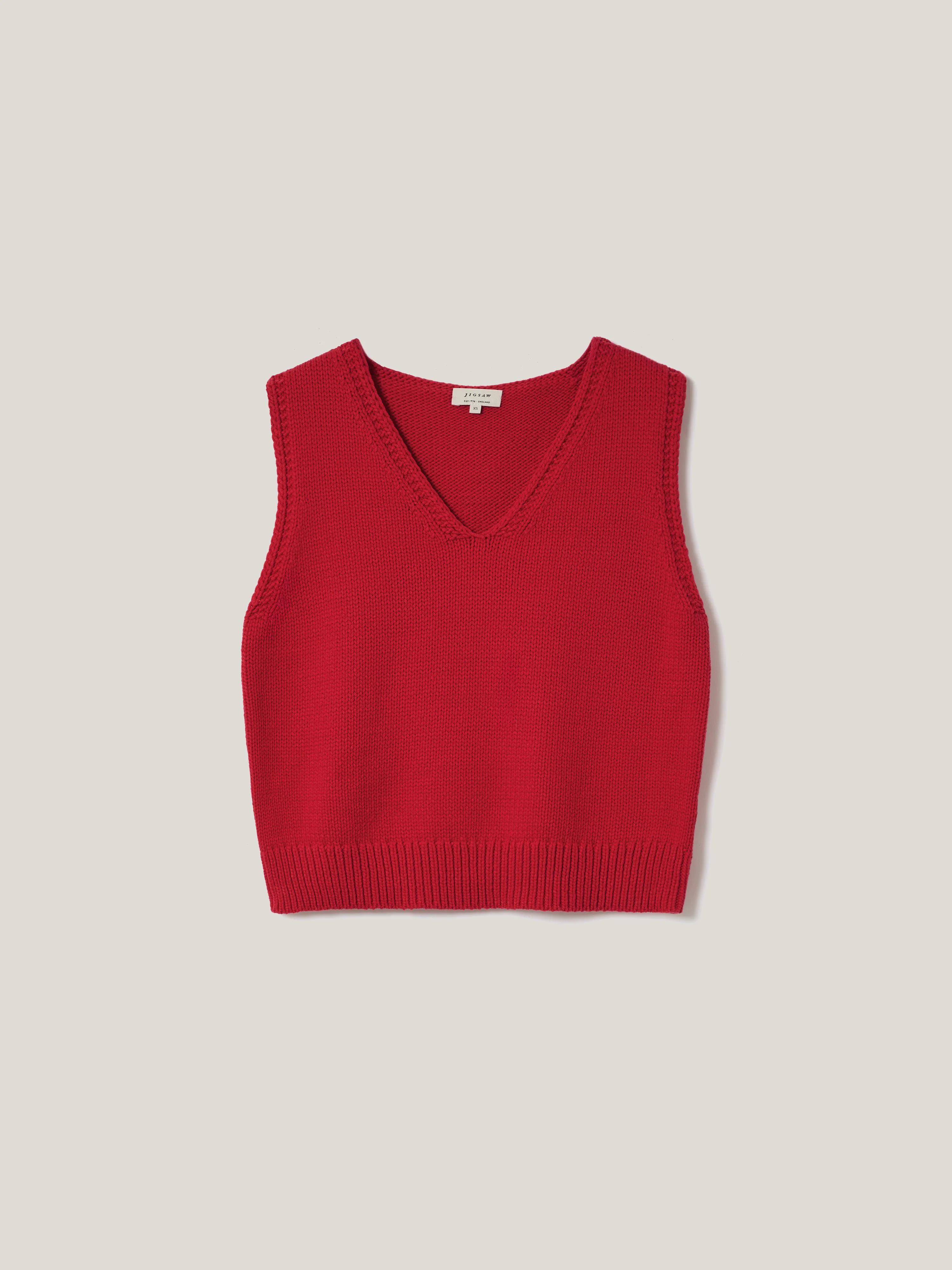 Chunky Cotton Blend V Tank | Red - Image 7