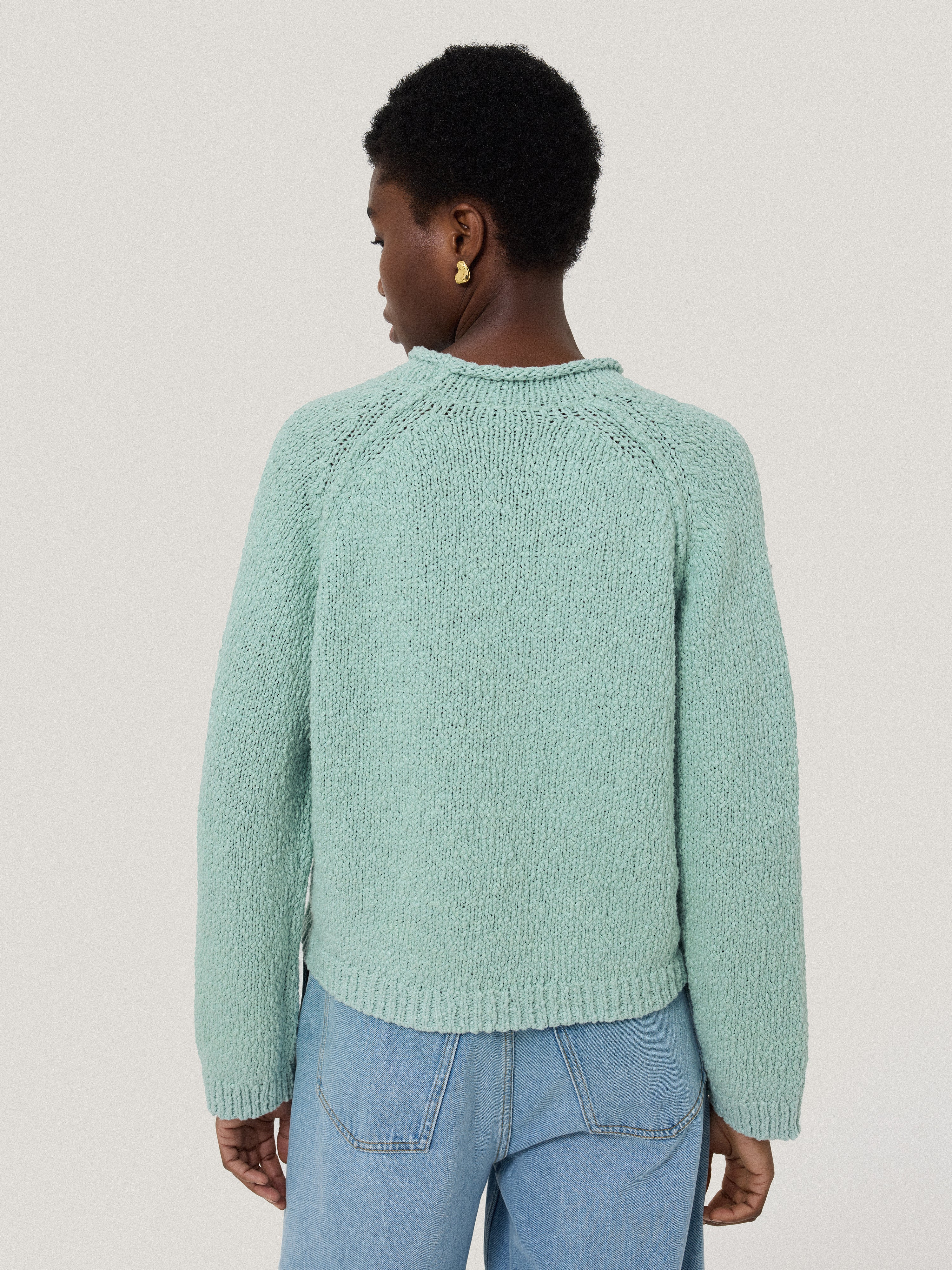 Chunky Textured Cotton Jumper | Mint - Image 4