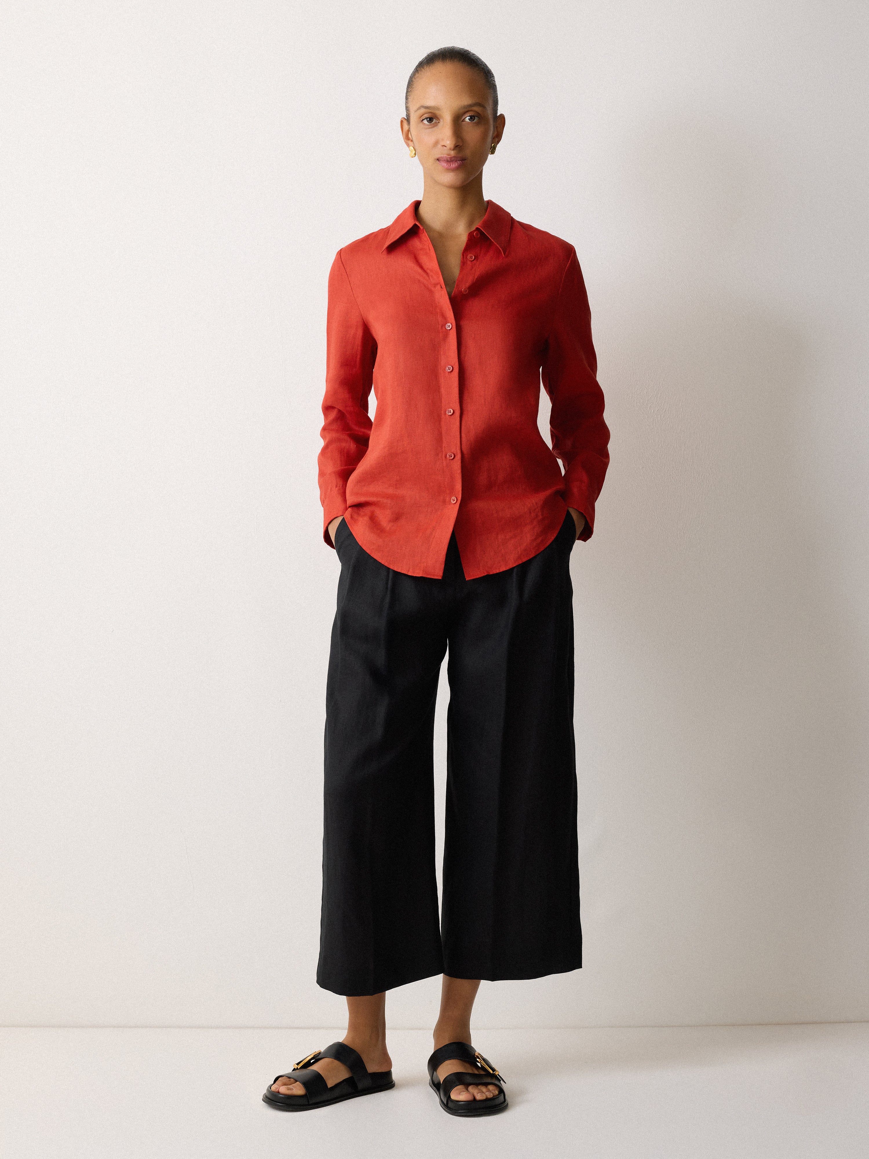 Classic Linen Shirt | Orange - Image 2
