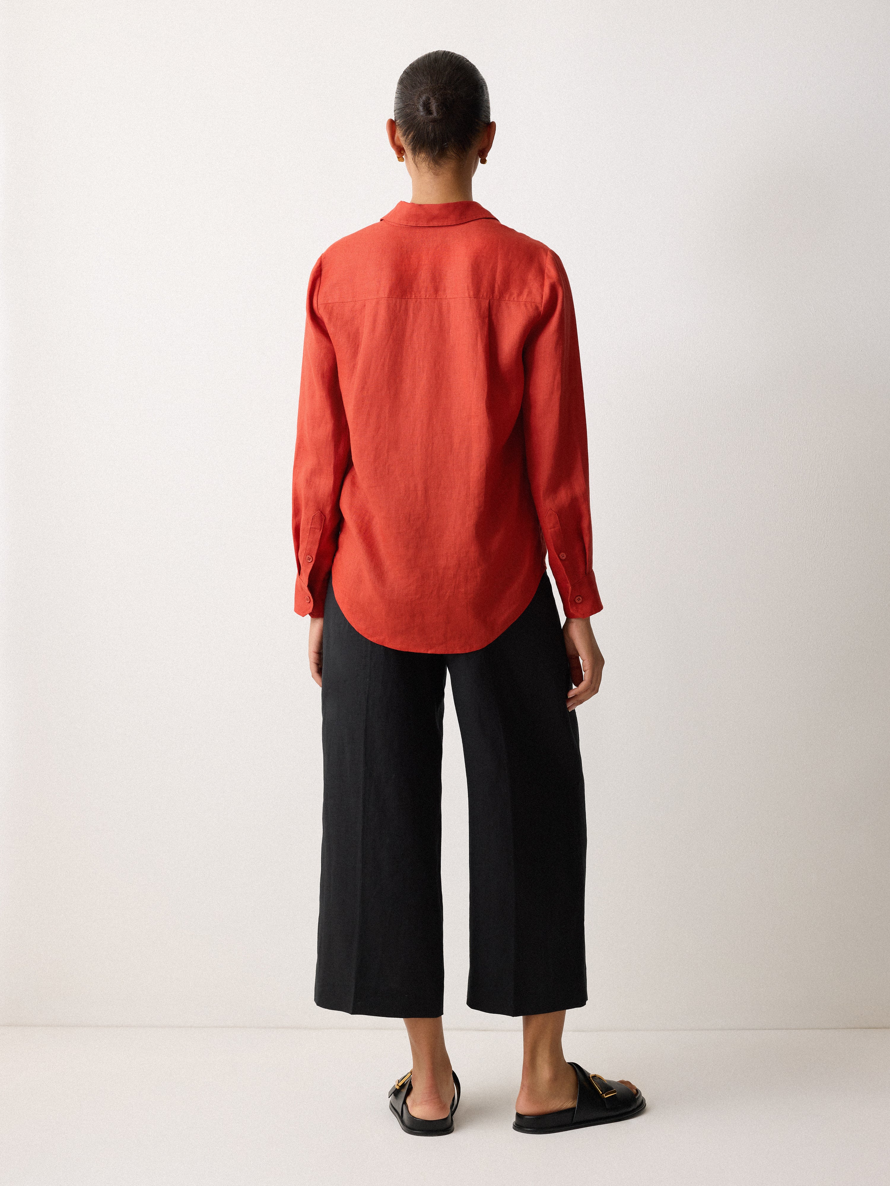 Classic Linen Shirt | Orange - Image 3