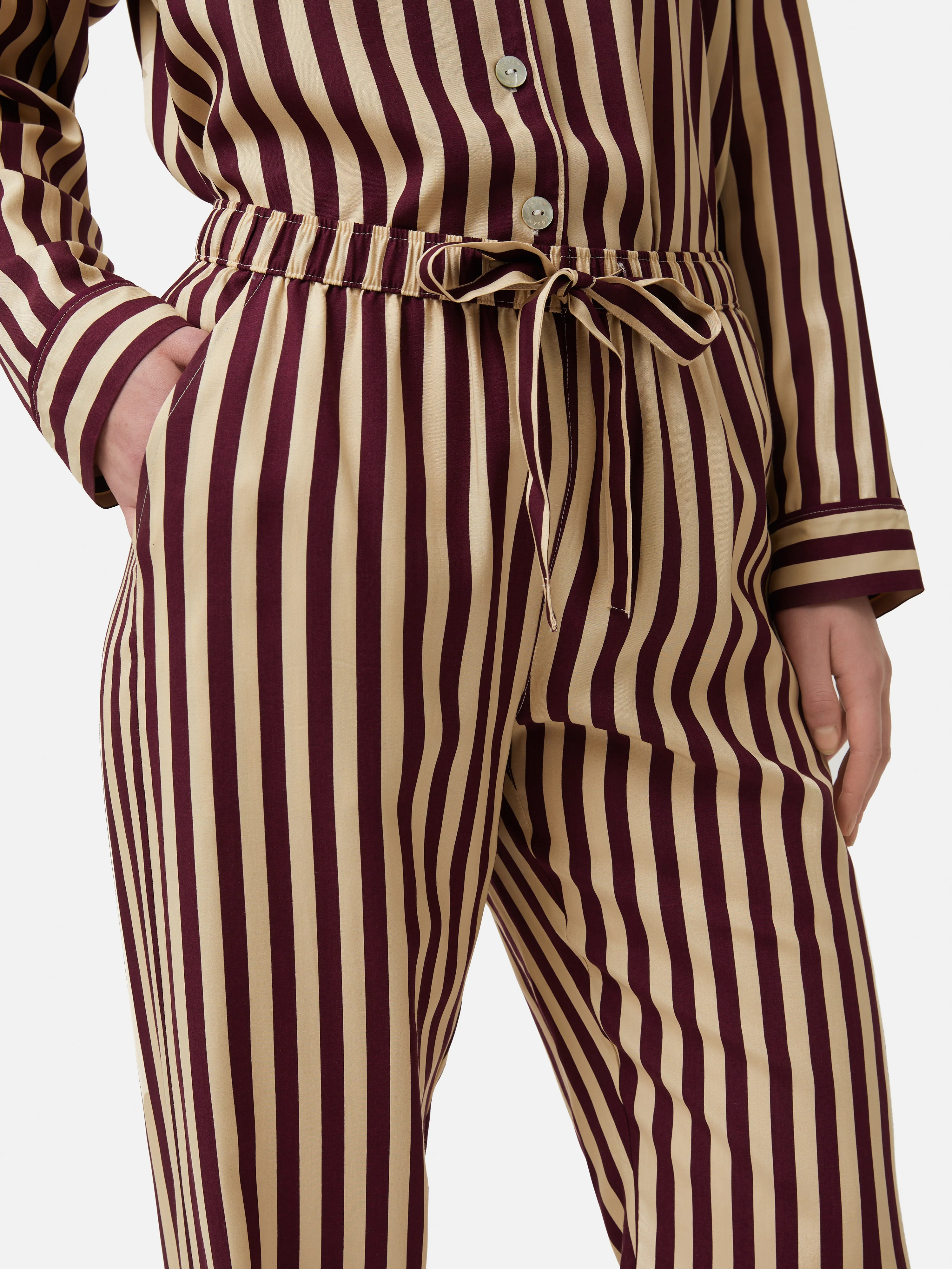 Classic Stripe Pyjama | Burgundy - Image 4