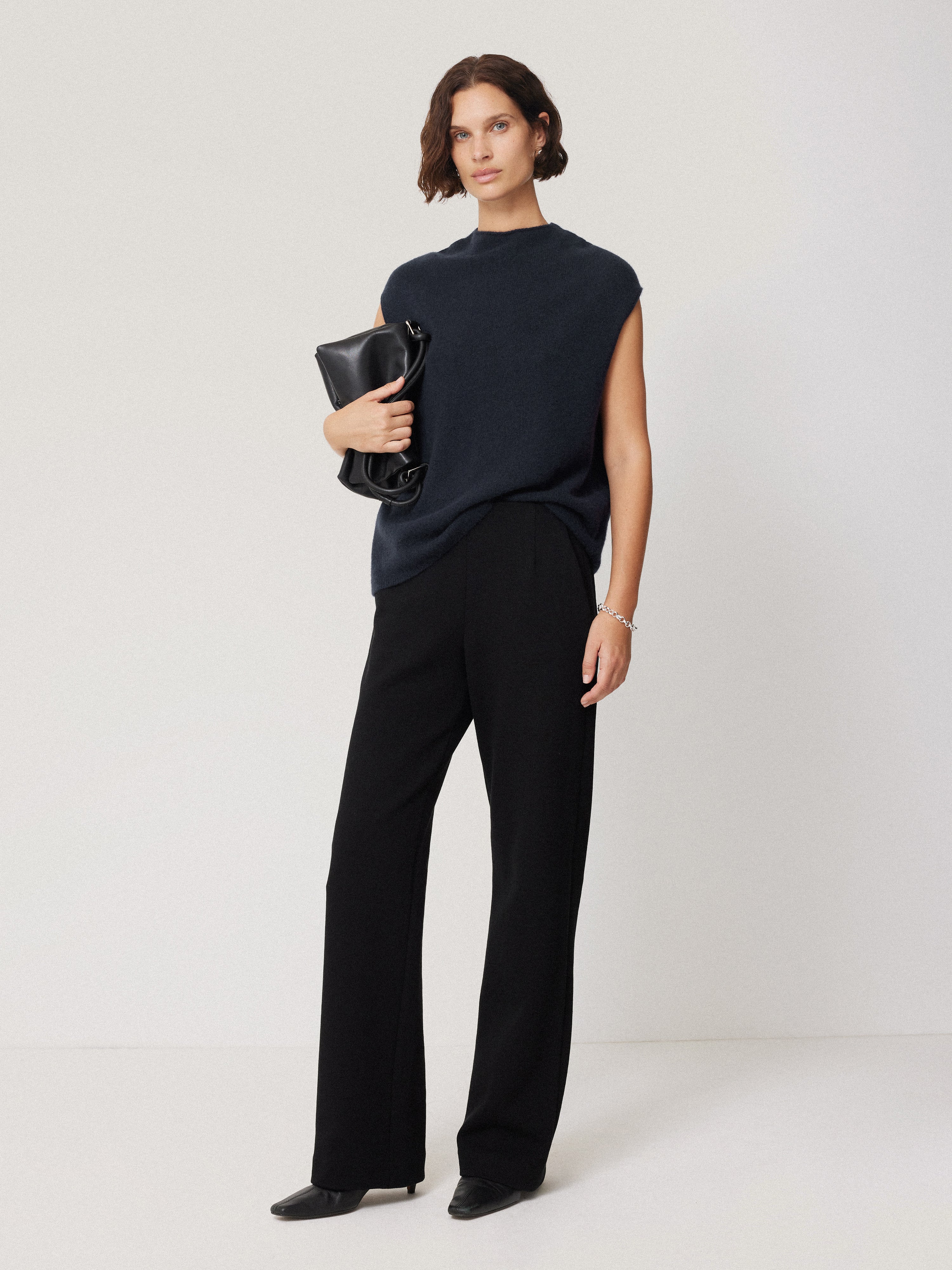 Cloud Cashmere Cap Sleeve Top | Navy - Image 3