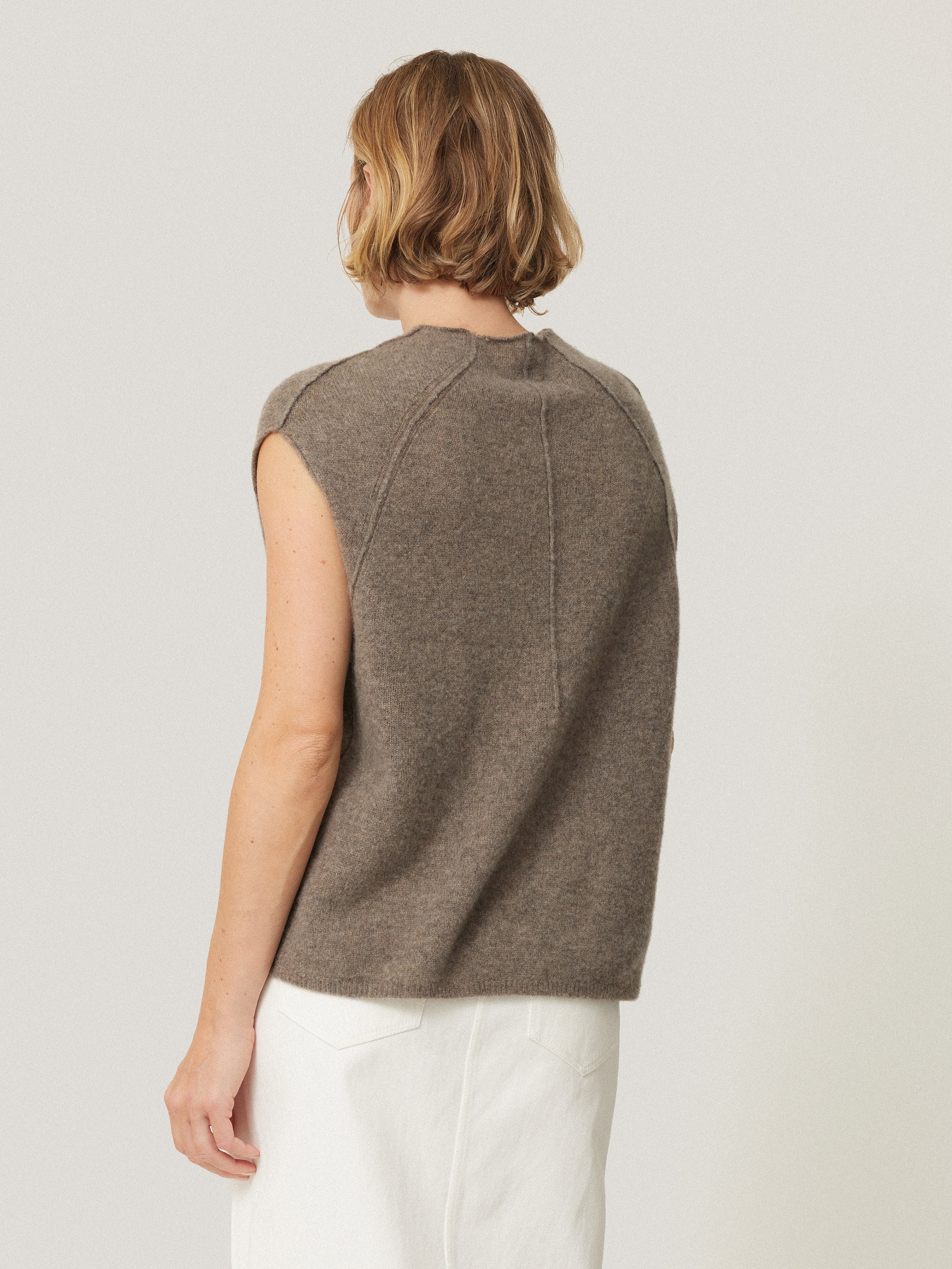 Cloud Cashmere Cap Sleeve Top | Taupe - Image 5