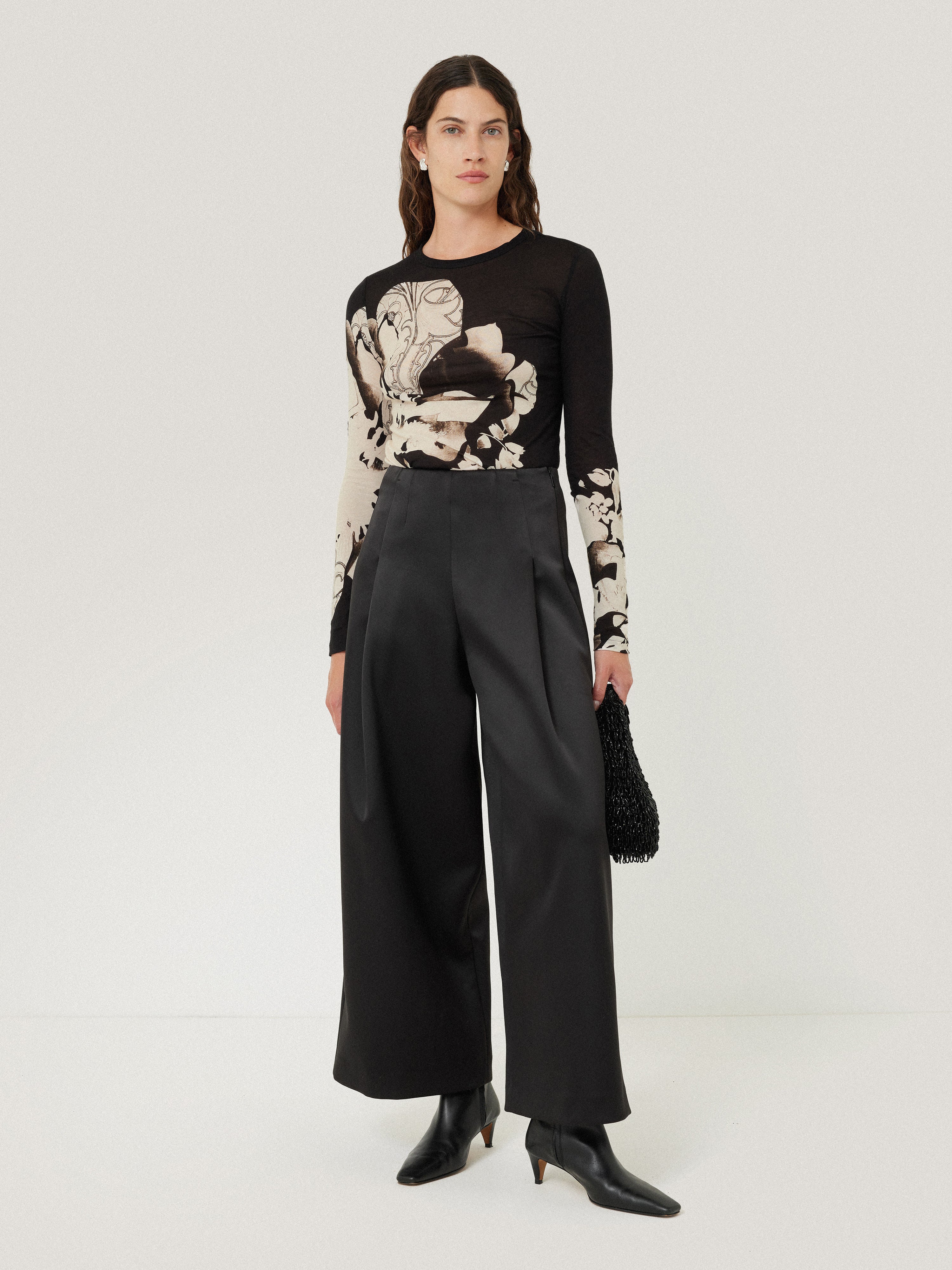Collage Print Long Sleeve Top | Black - Image 3