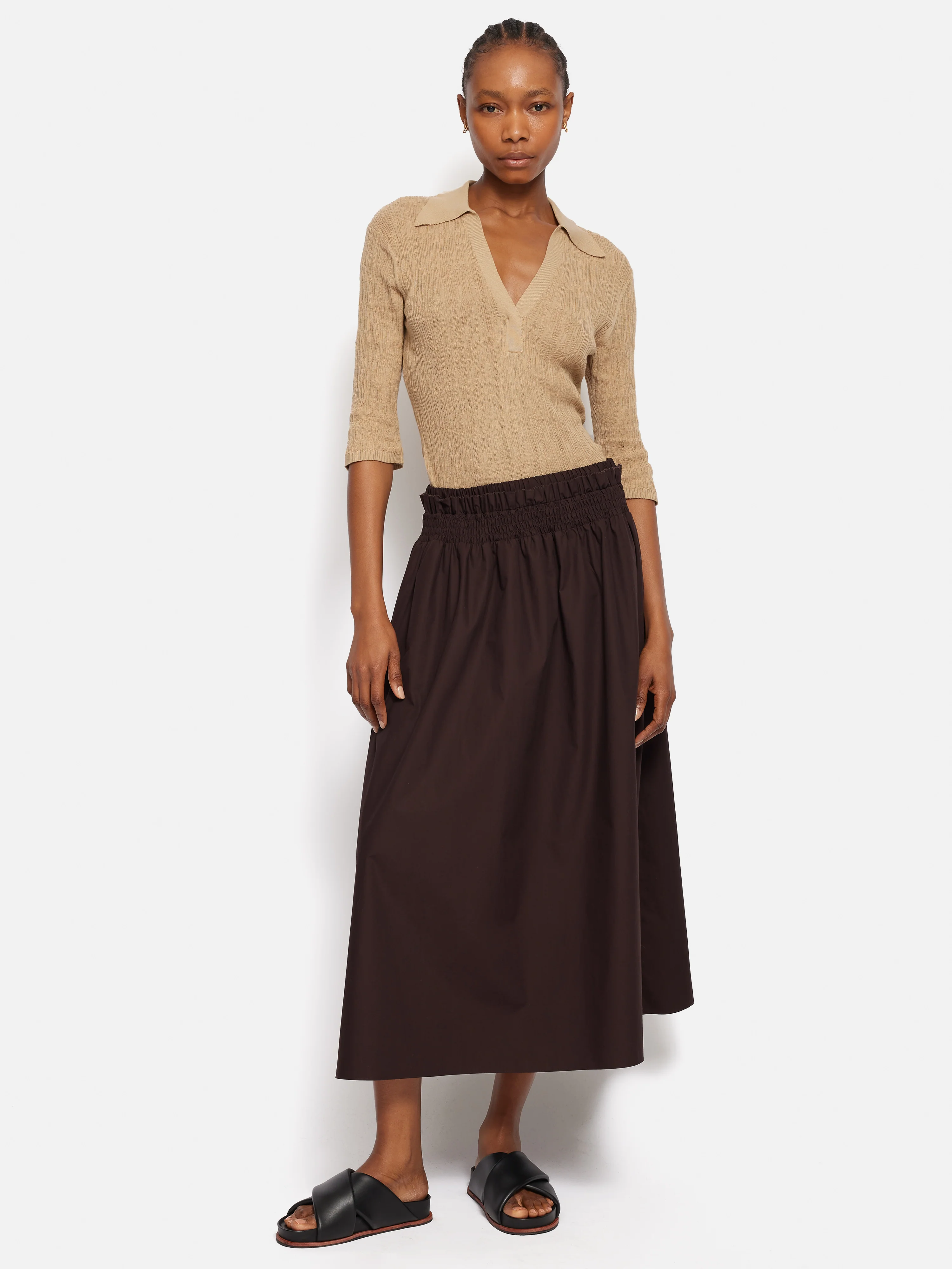 Collar Knitted Top | Stone - Image 3