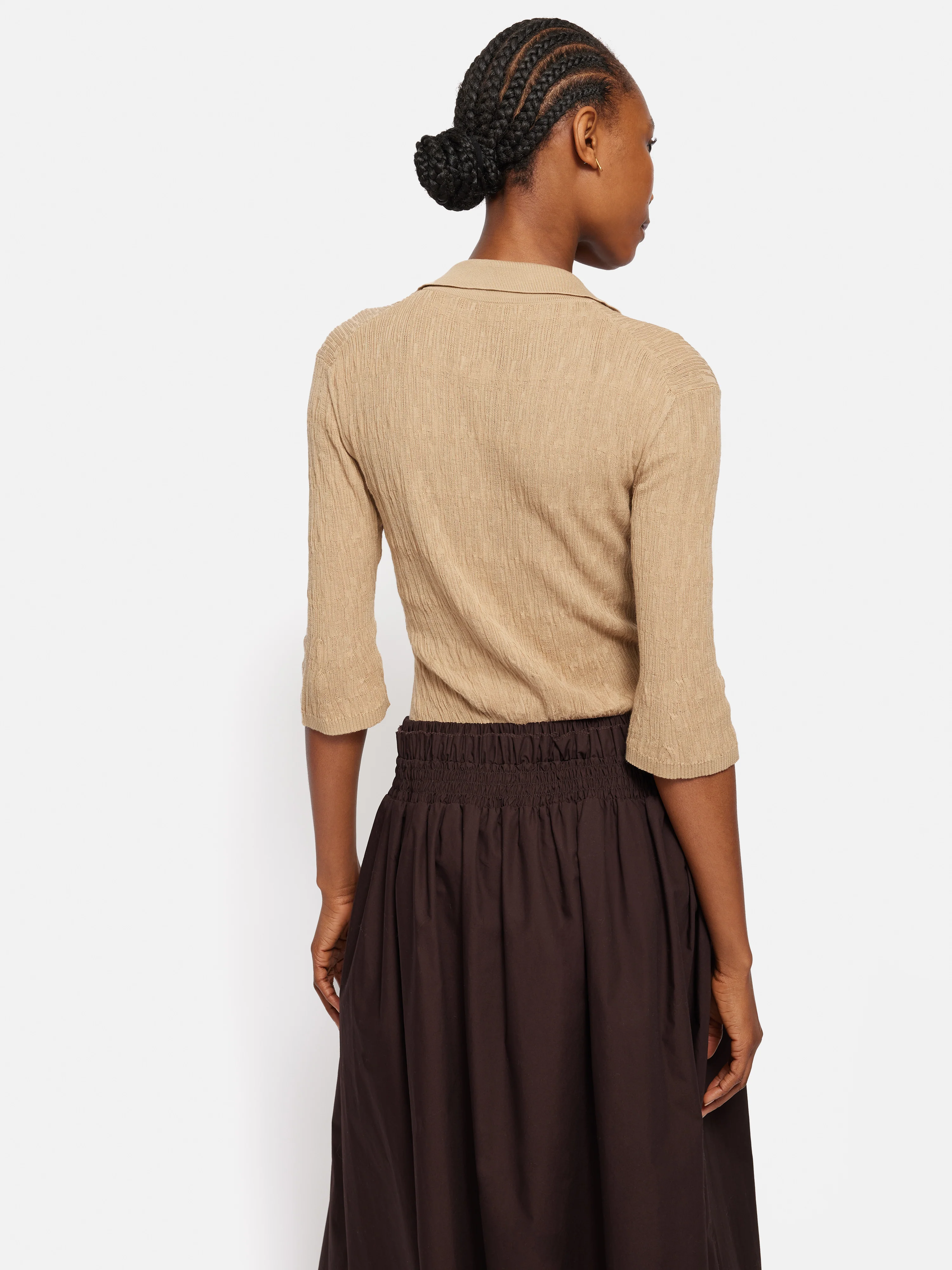 Collar Knitted Top | Stone - Image 4