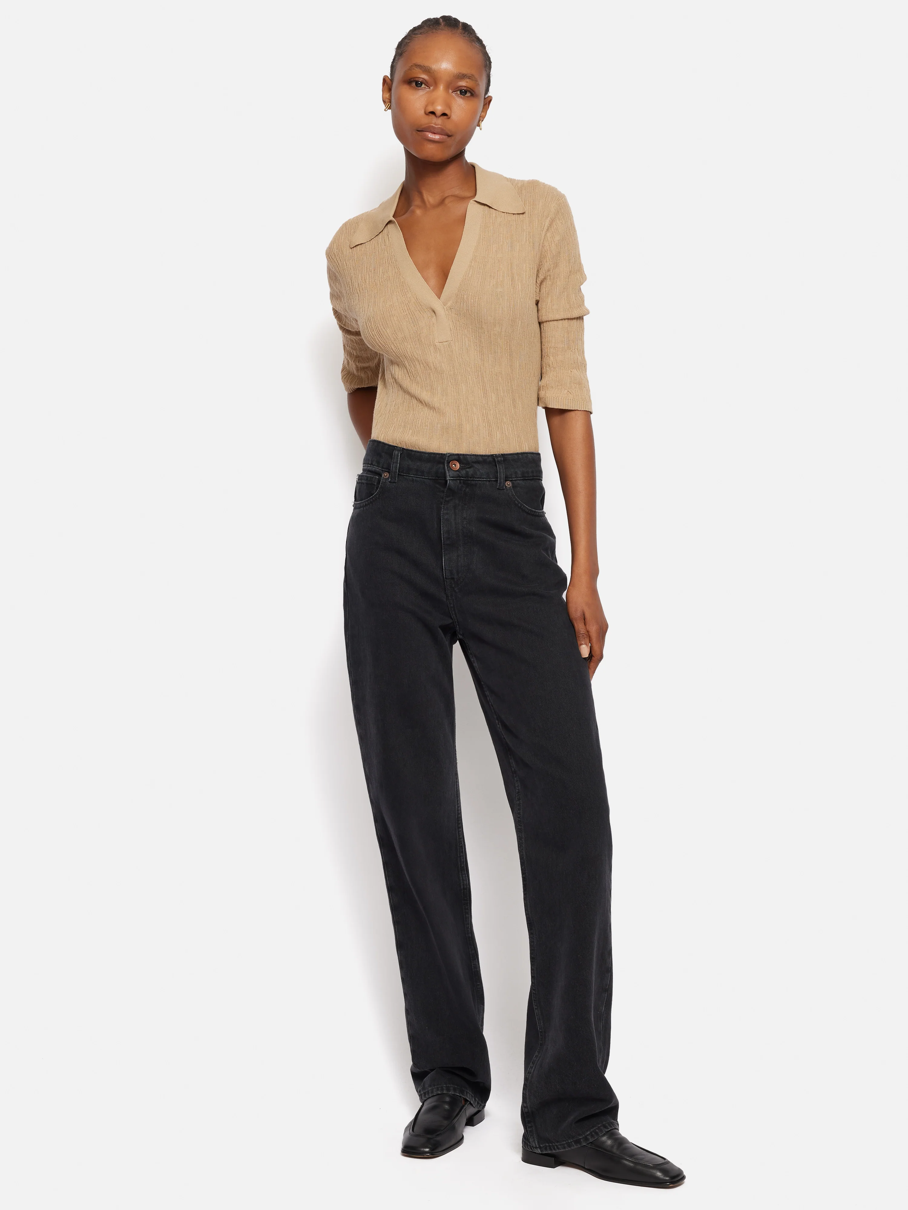 Collar Knitted Top | Stone - Image 5