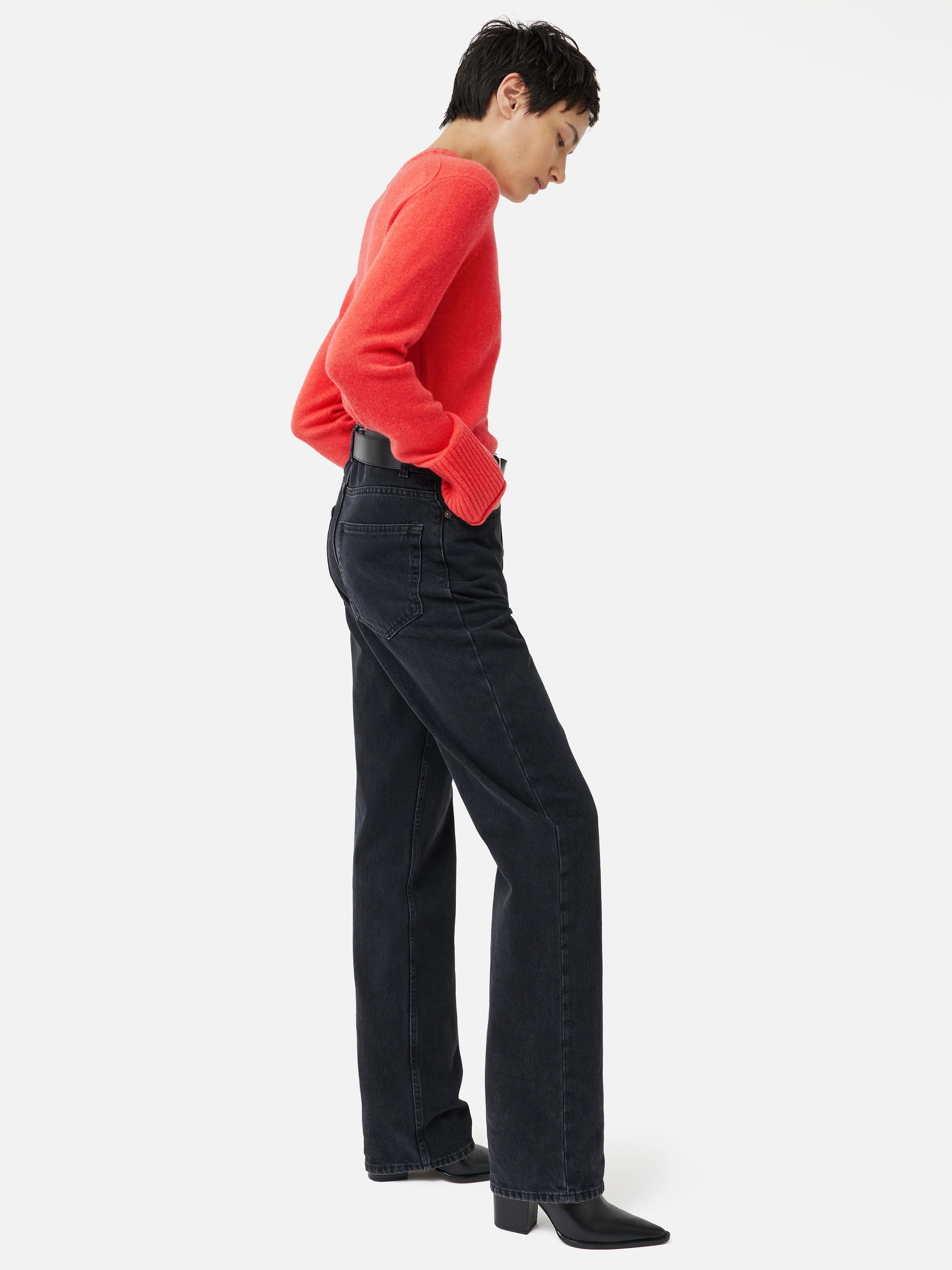 Compact Wool Cashmere Blend Jumper | Coral - Image 3