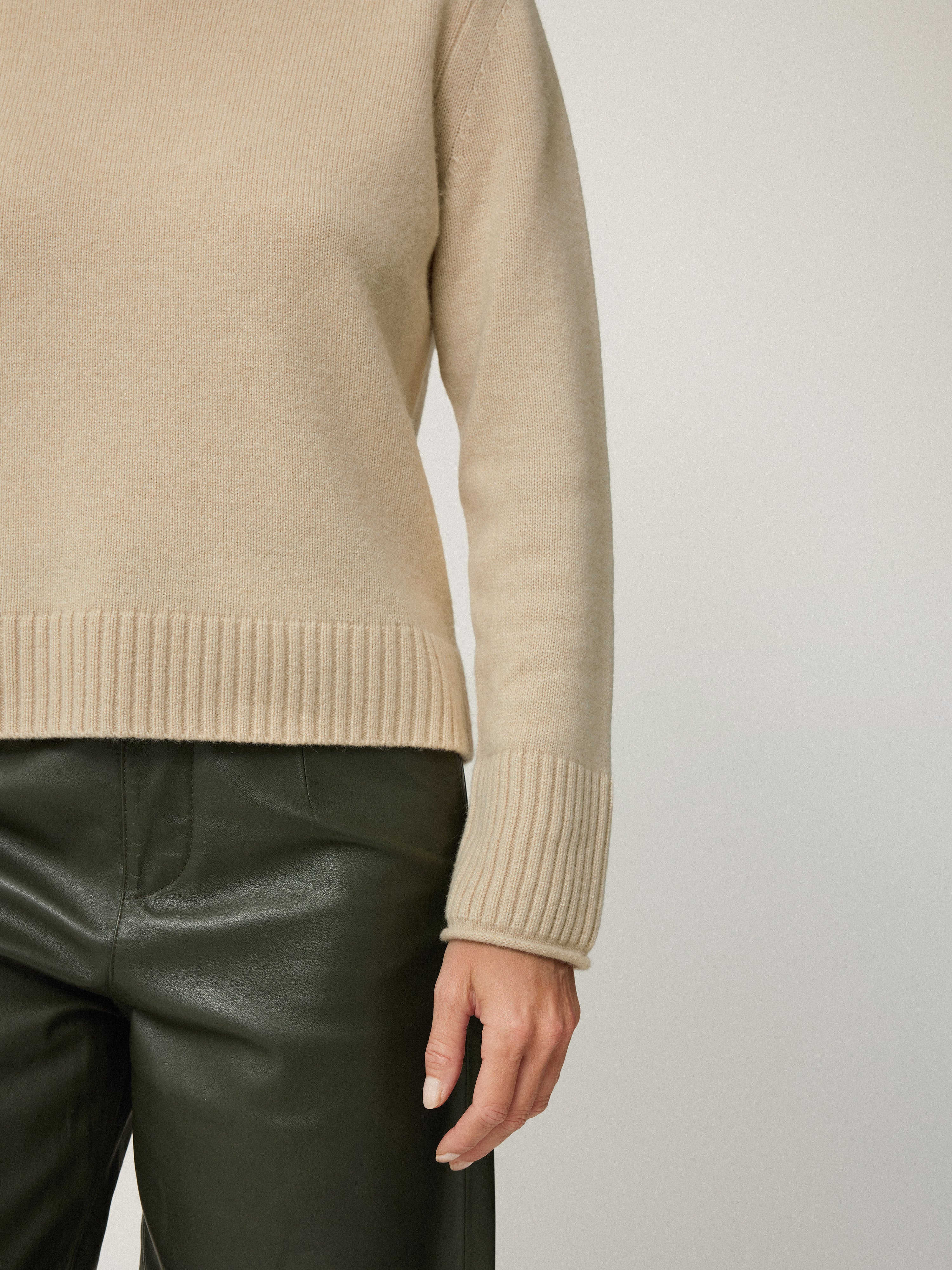 Compact Wool Cashmere Blend Jumper | Cream - Image 3