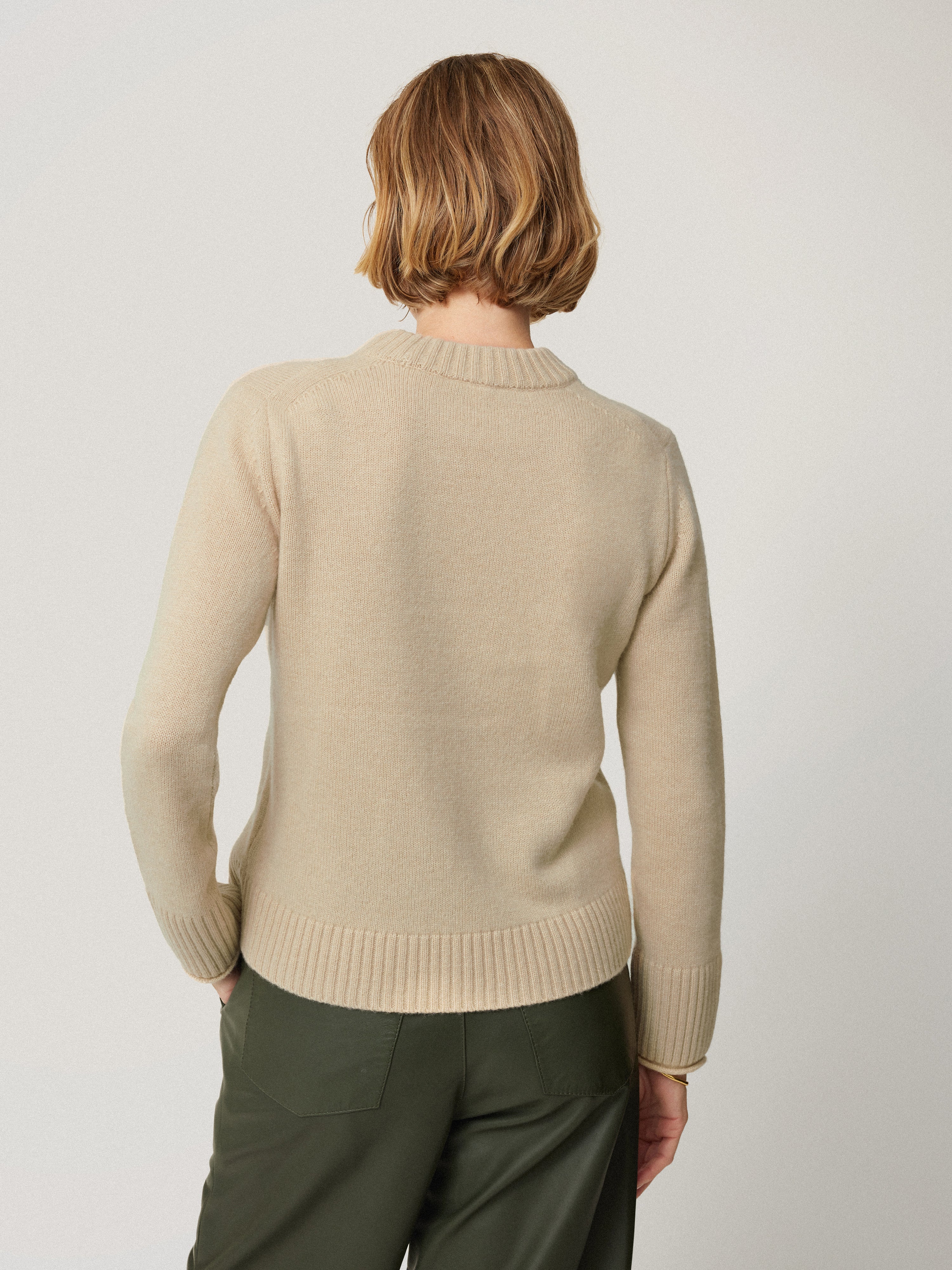 Compact Wool Cashmere Blend Jumper | Cream - Image 4
