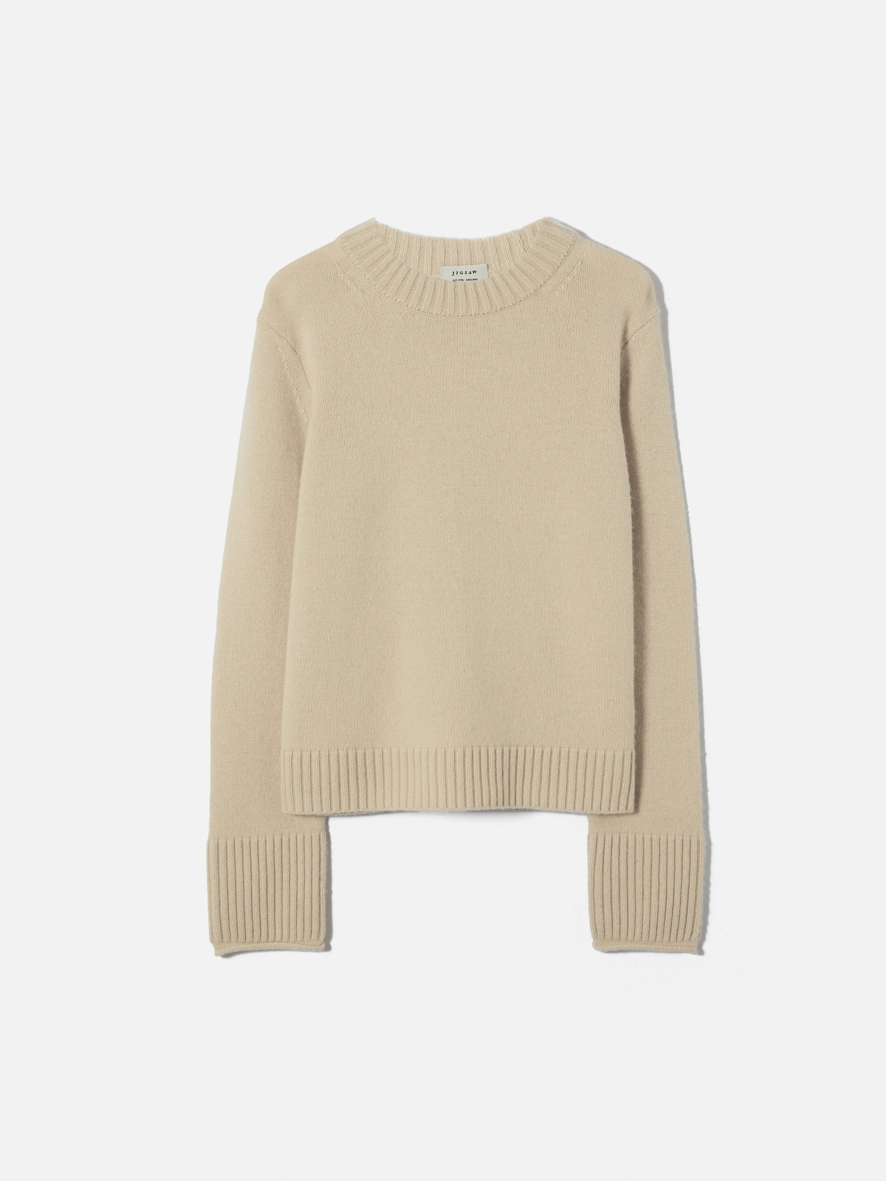 Compact Wool Cashmere Blend Jumper | Cream - Image 6