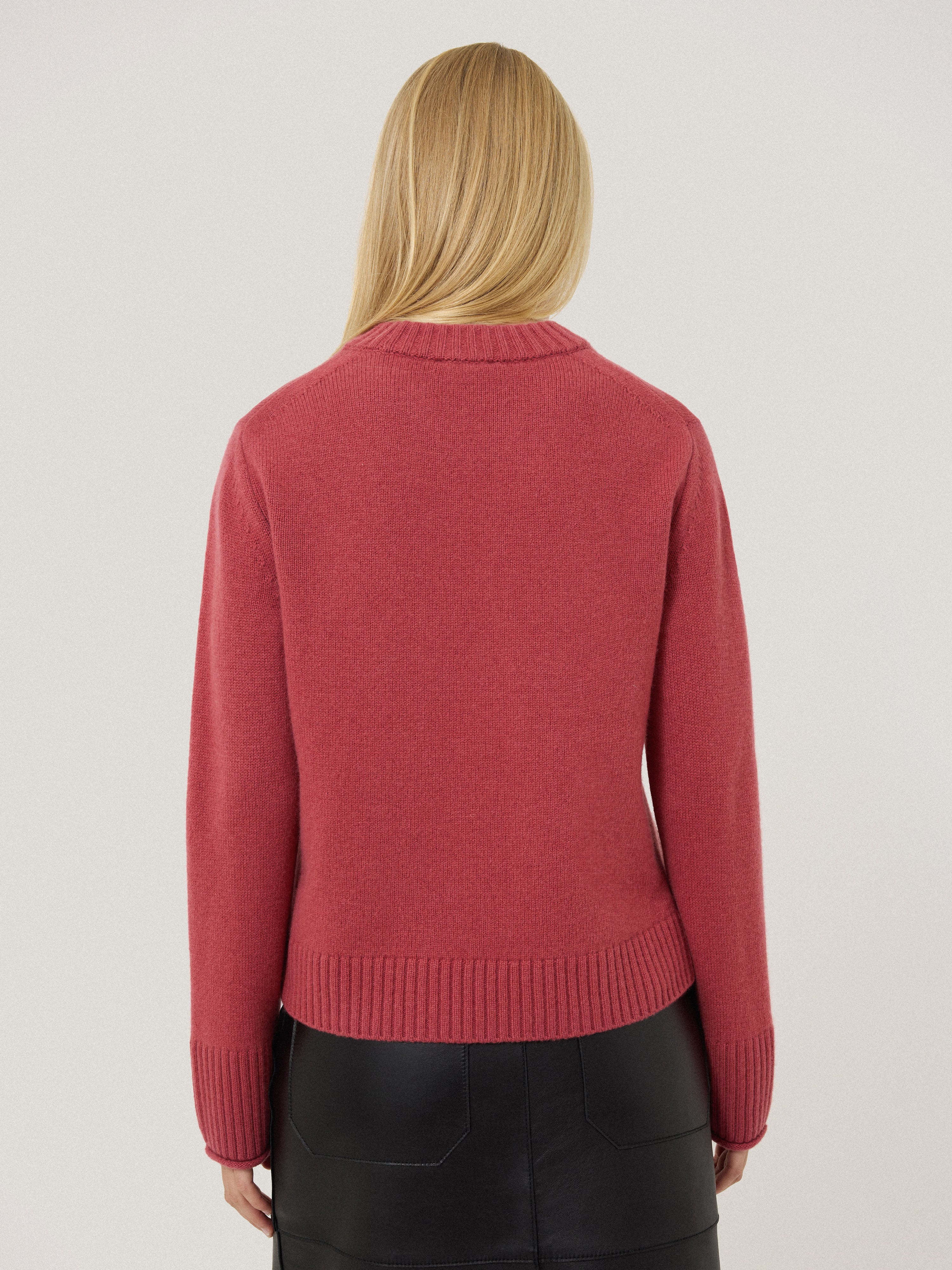 Compact Wool Cashmere Blend Jumper | Deep Rose - Image 5