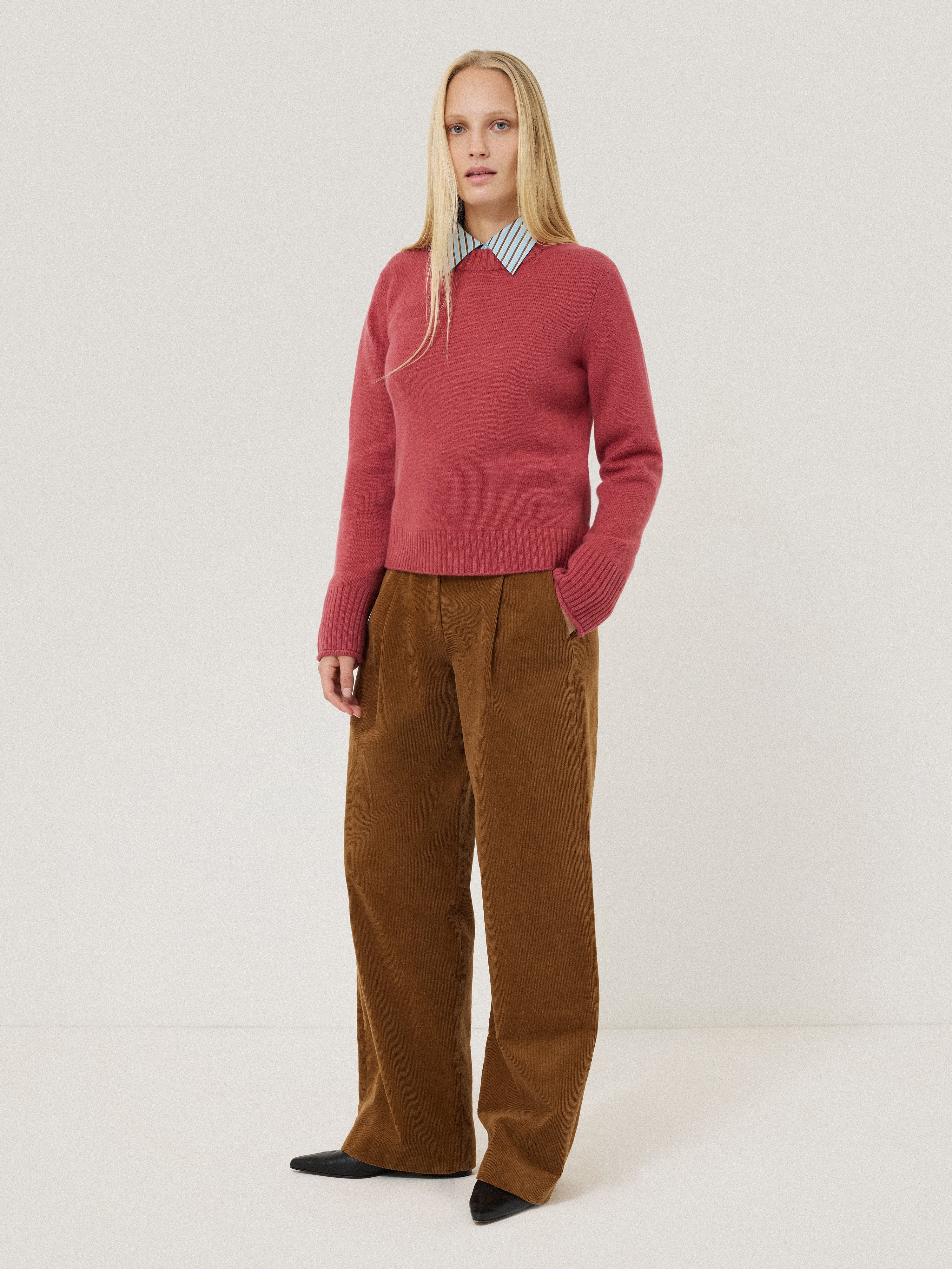 Compact Wool Cashmere Blend Jumper | Deep Rose - Image 6