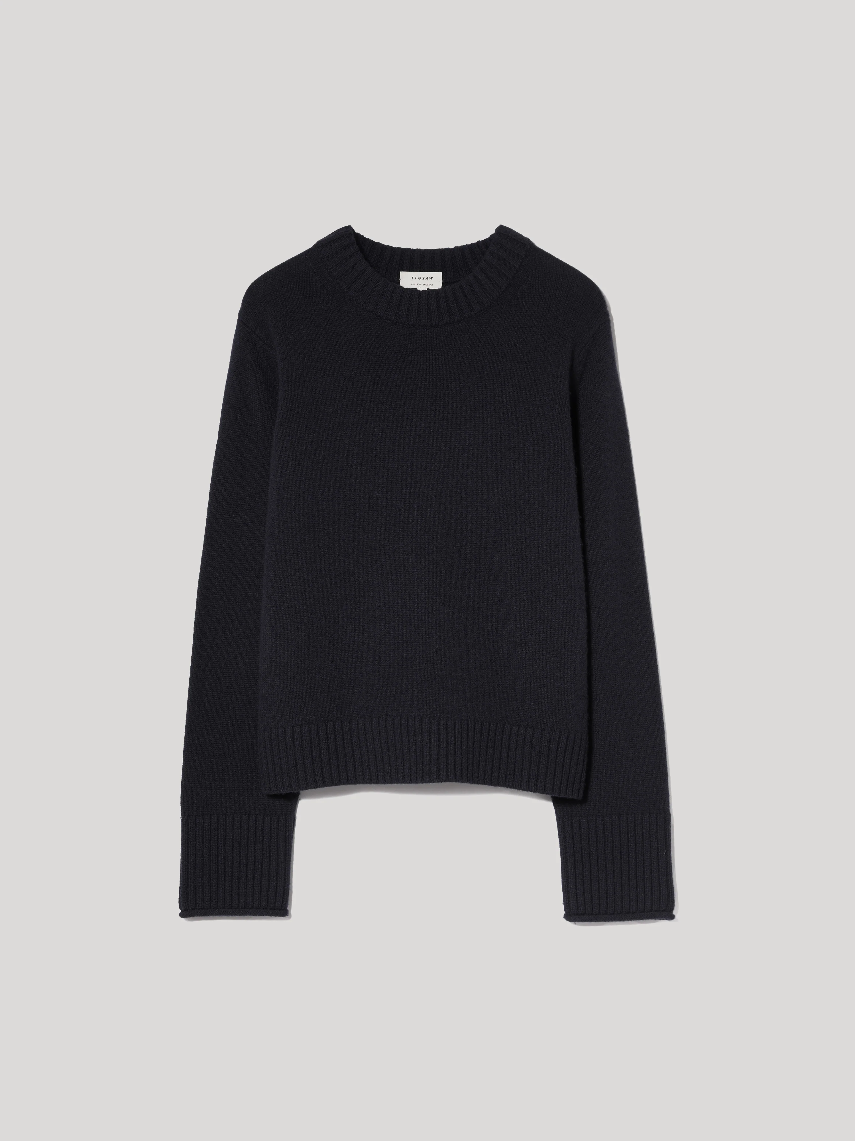 Compact Wool Cashmere Blend Jumper | Navy - Image 6