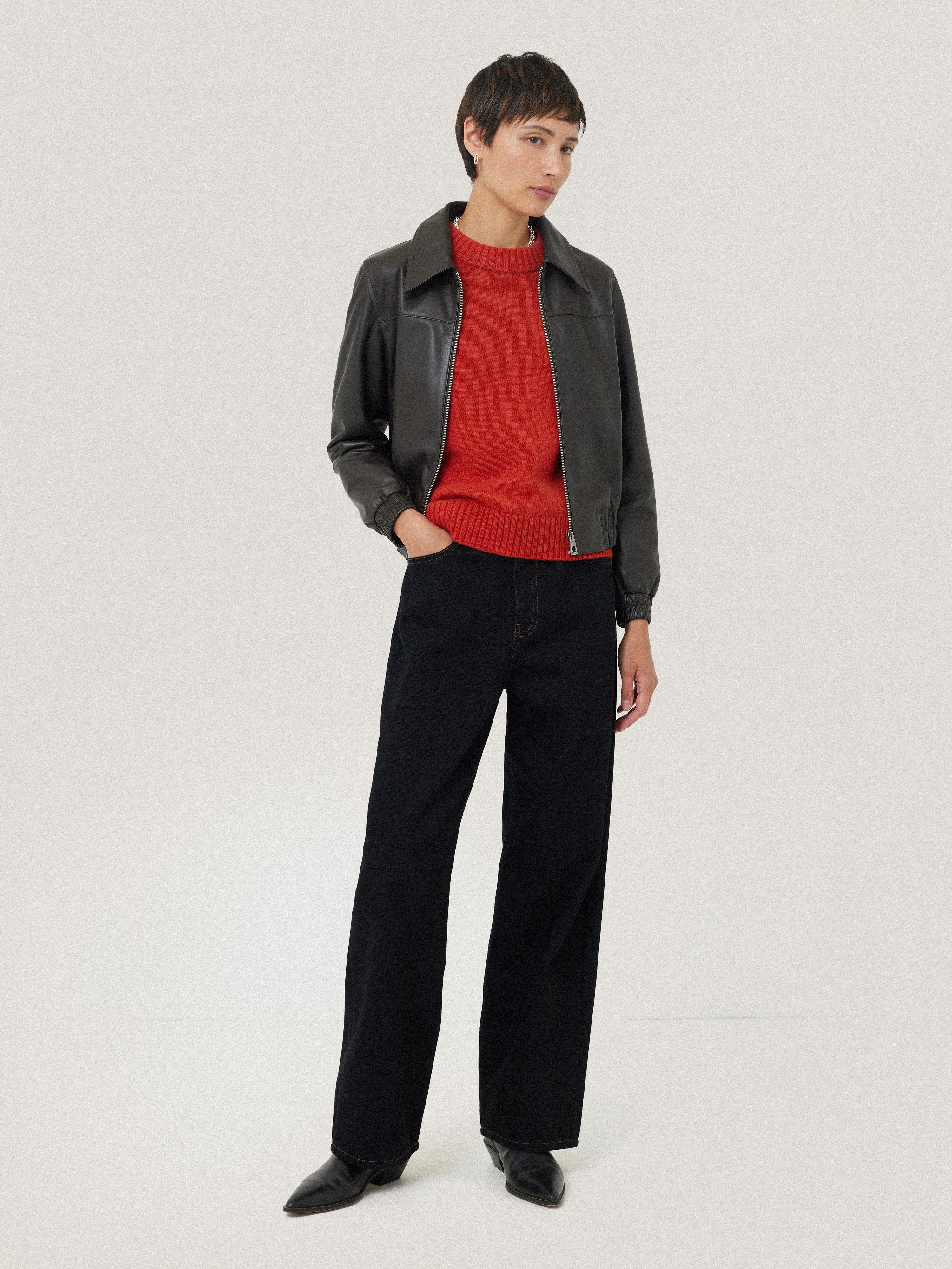 Compact Wool Cashmere Blend Jumper | Orange - Image 5