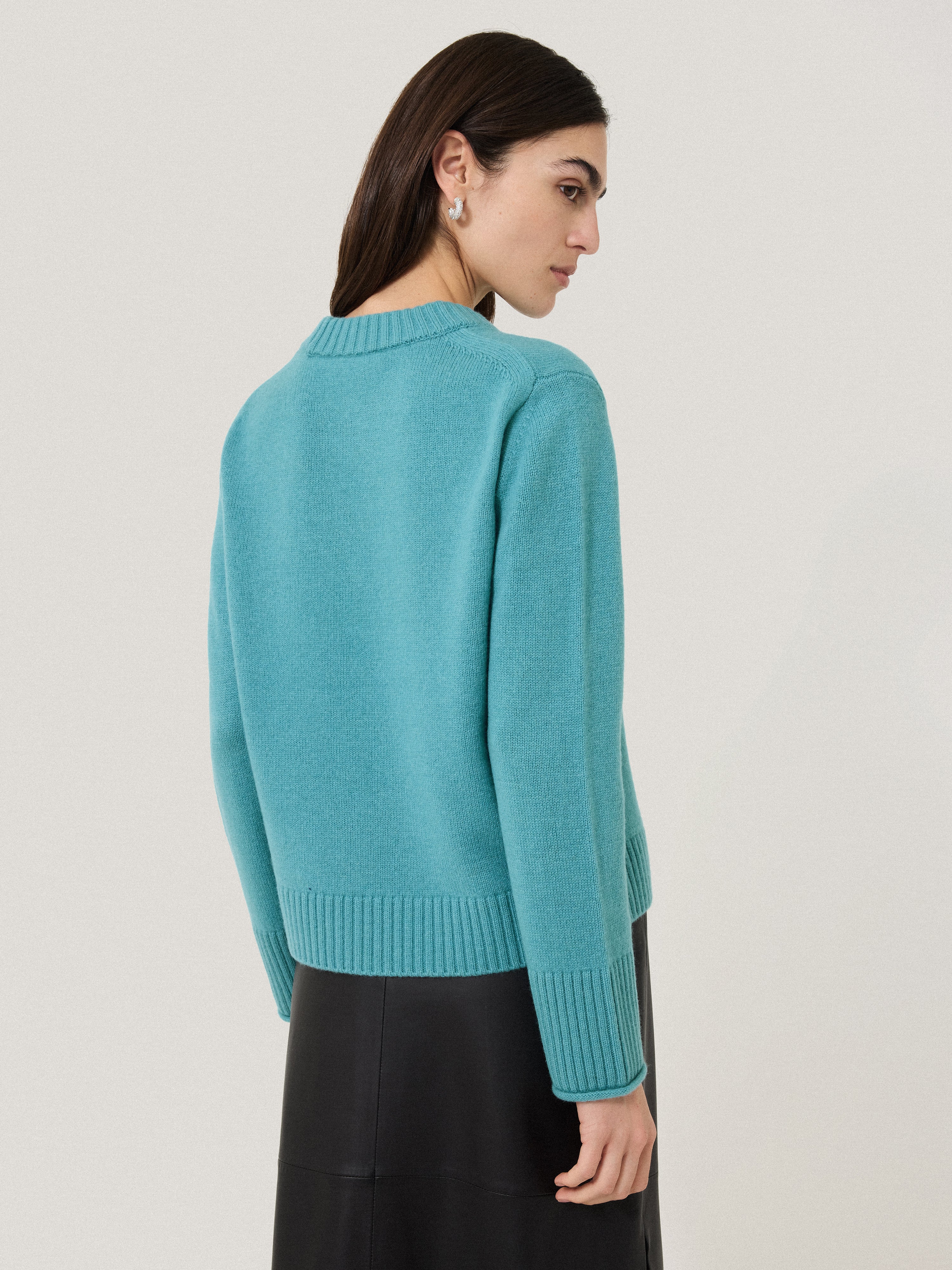 Compact Wool Cashmere Blend Jumper | Powder Blue - Image 6