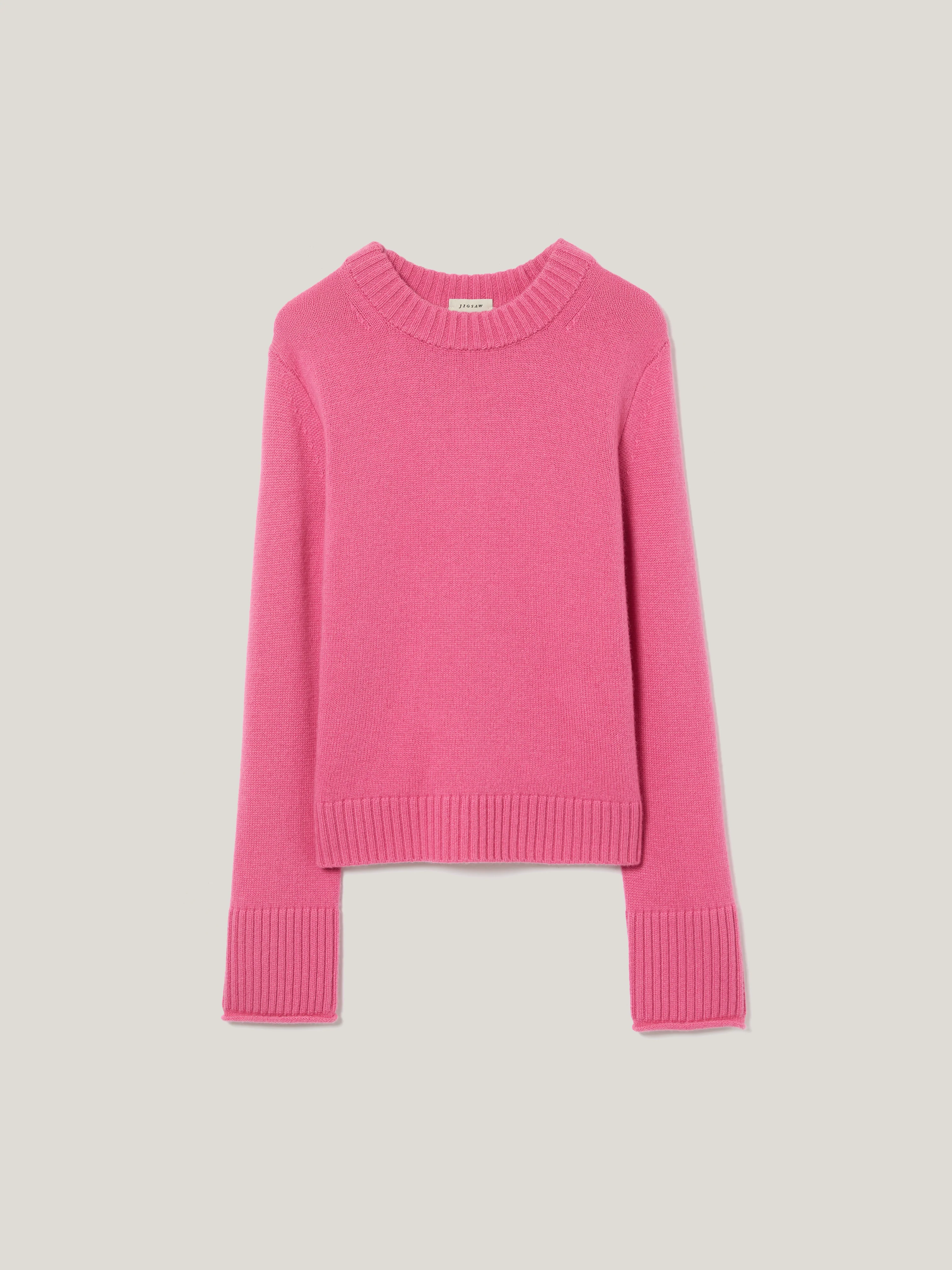 Compact Wool Cashmere Blend Jumper | Raspber | Raspberry Cream - Image 6