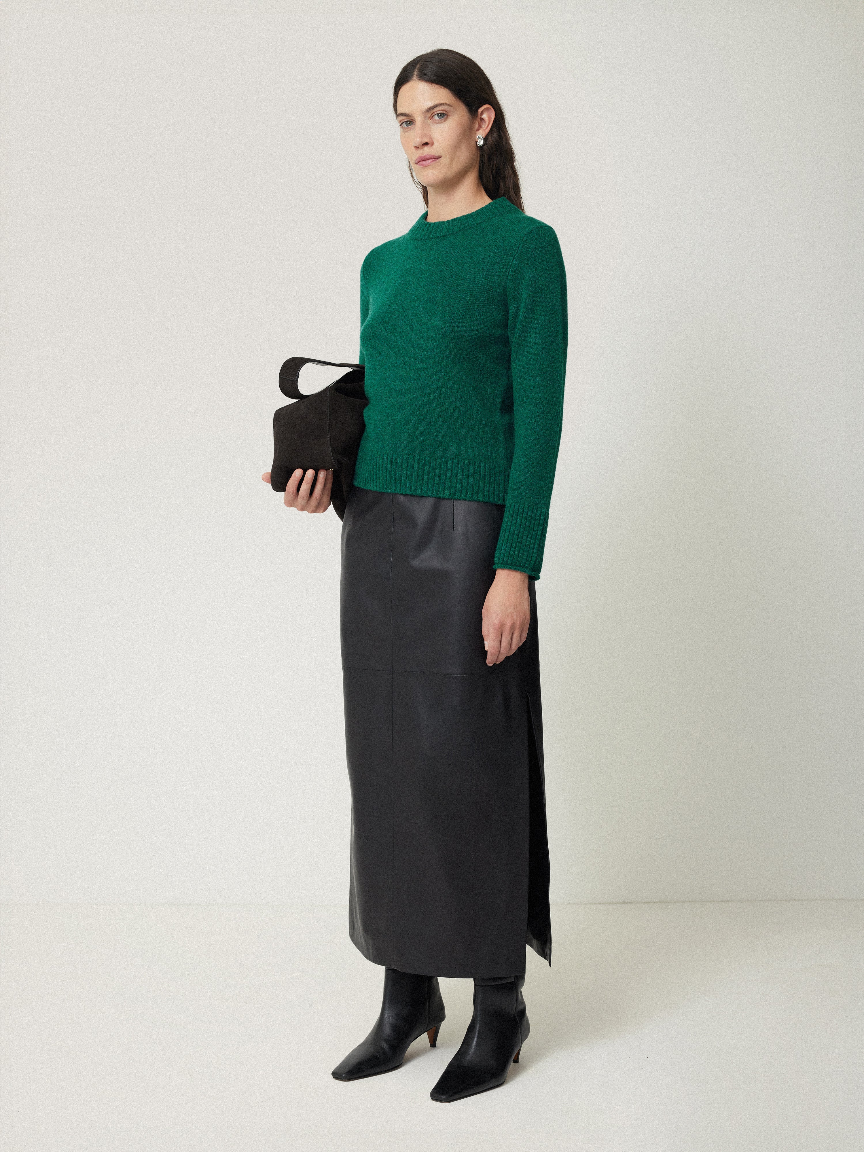 Compact Wool Cashmere Blend Jumper | Sherwood Green - Image 6