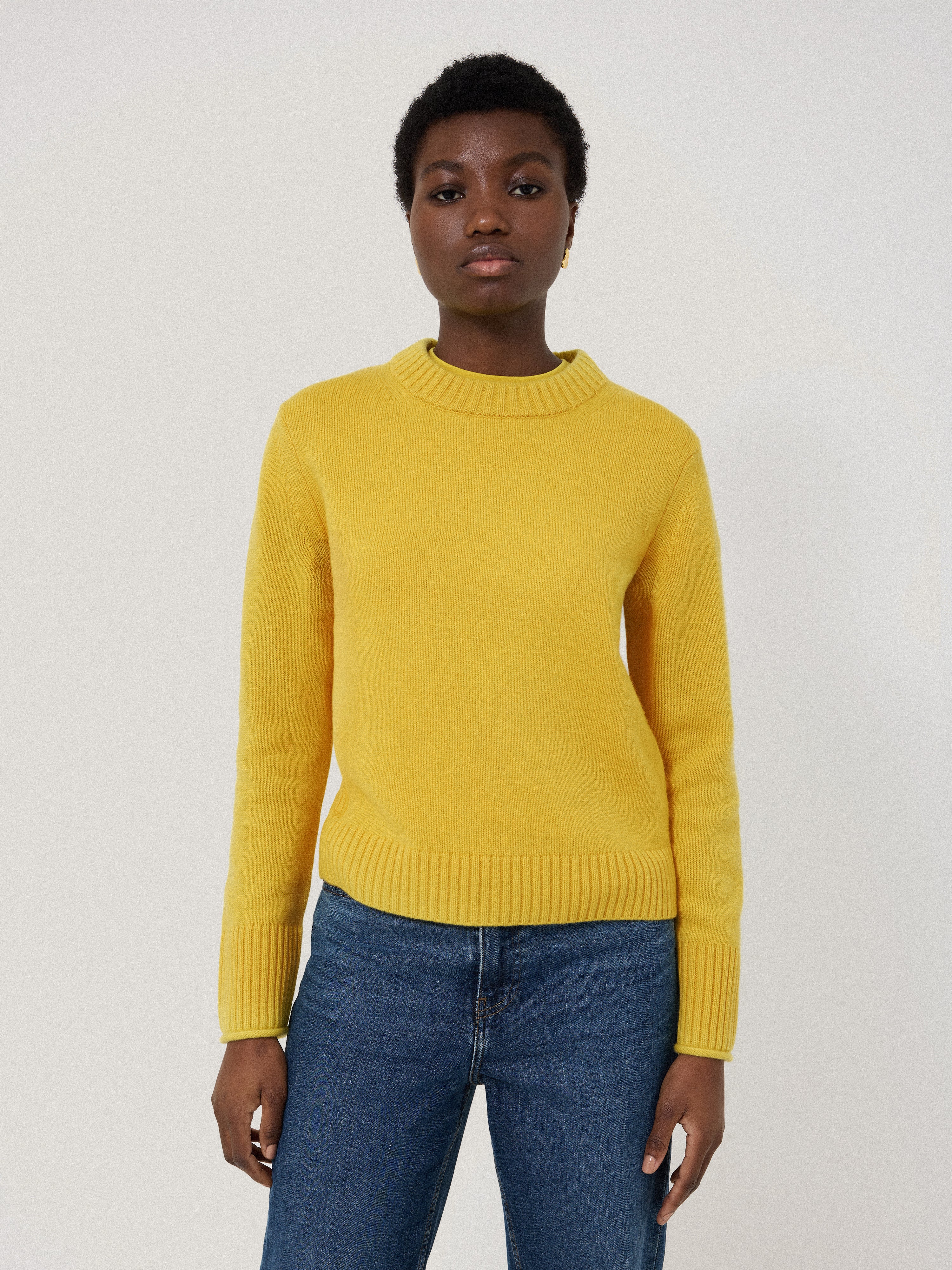 Compact Wool Cashmere Blend Jumper | Yellow - Image 2
