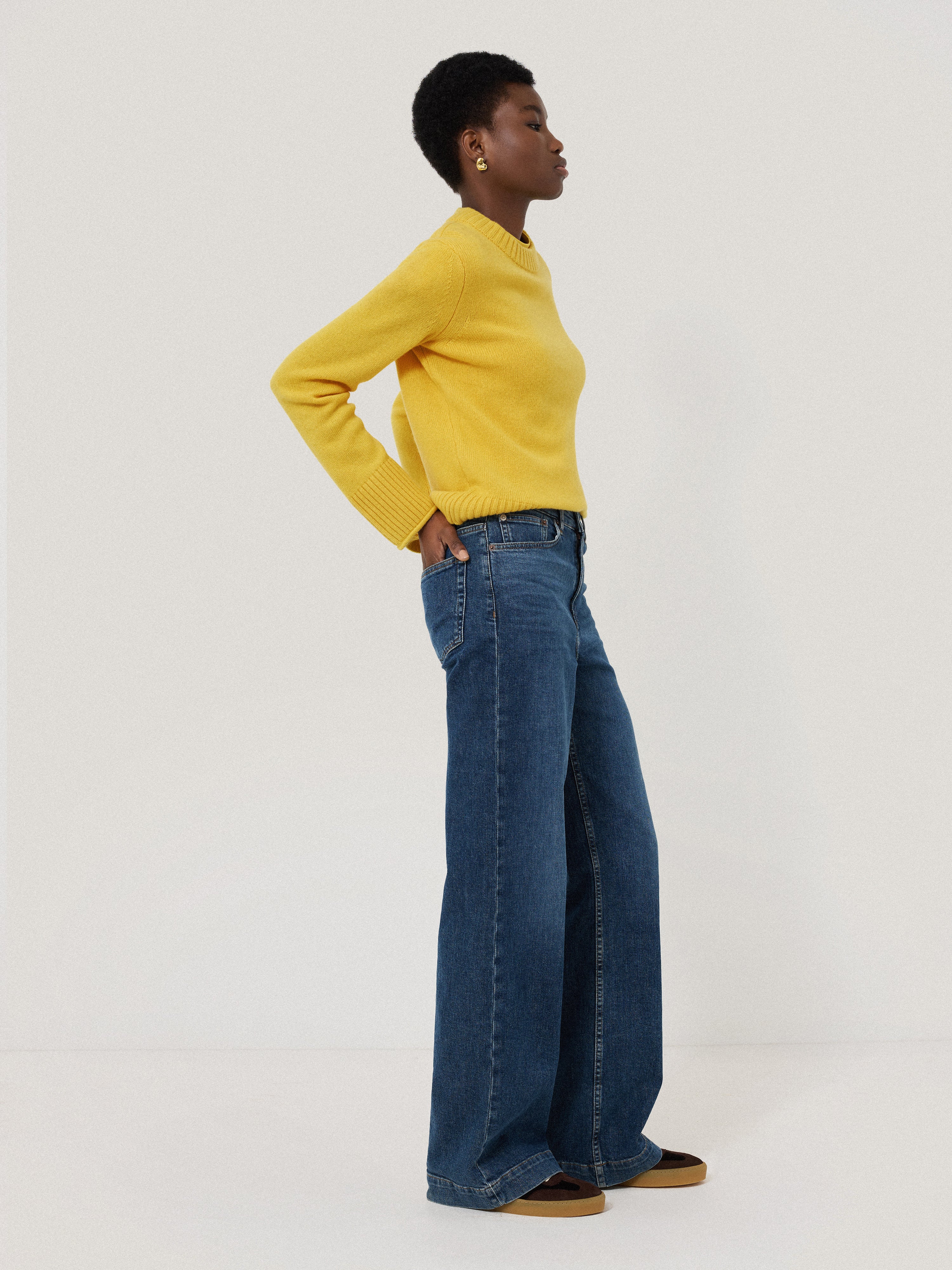 Compact Wool Cashmere Blend Jumper | Yellow - Image 4