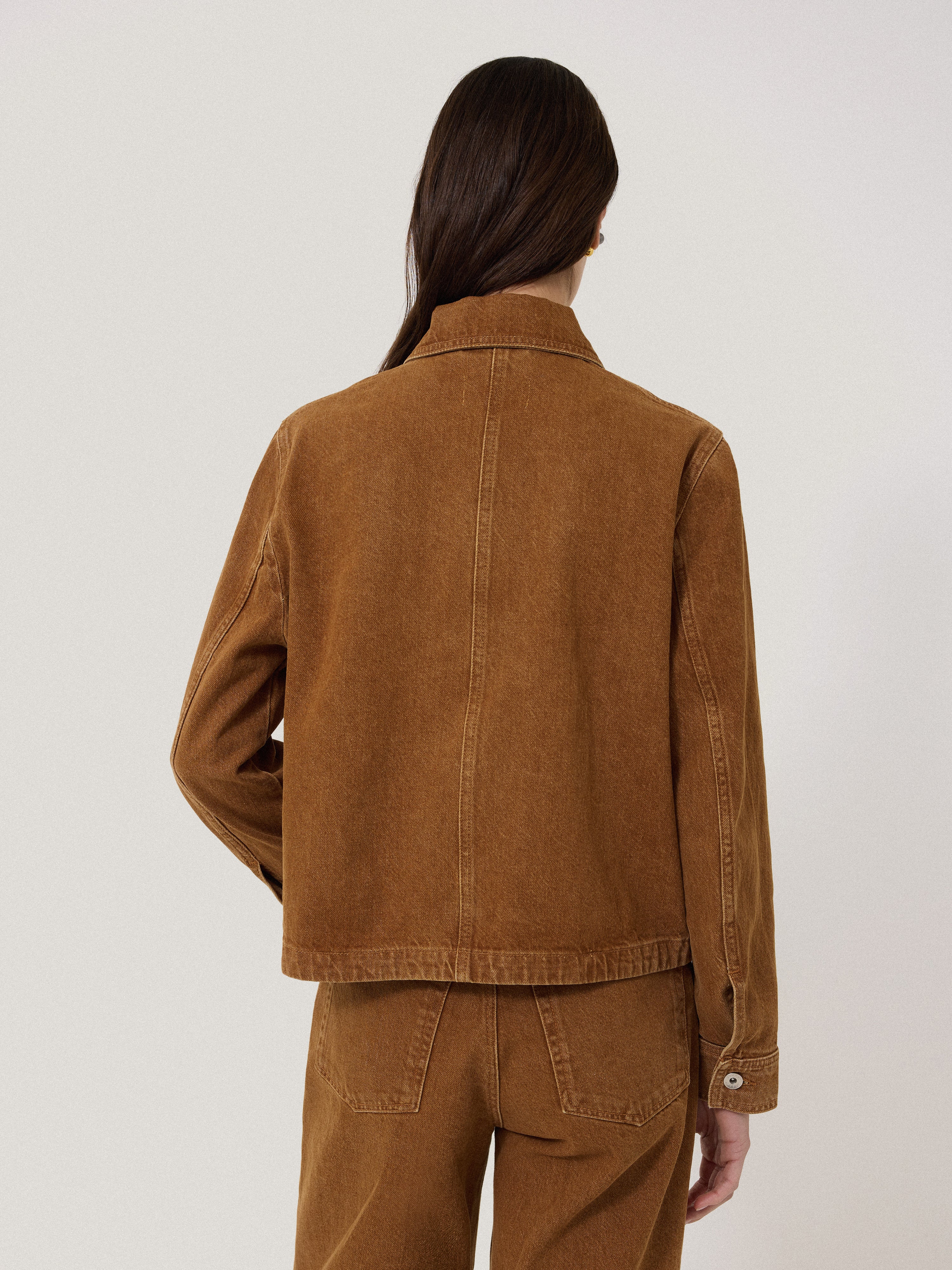 Cooper Denim Cropped Jacket | Tan Snow Wash - Image 5