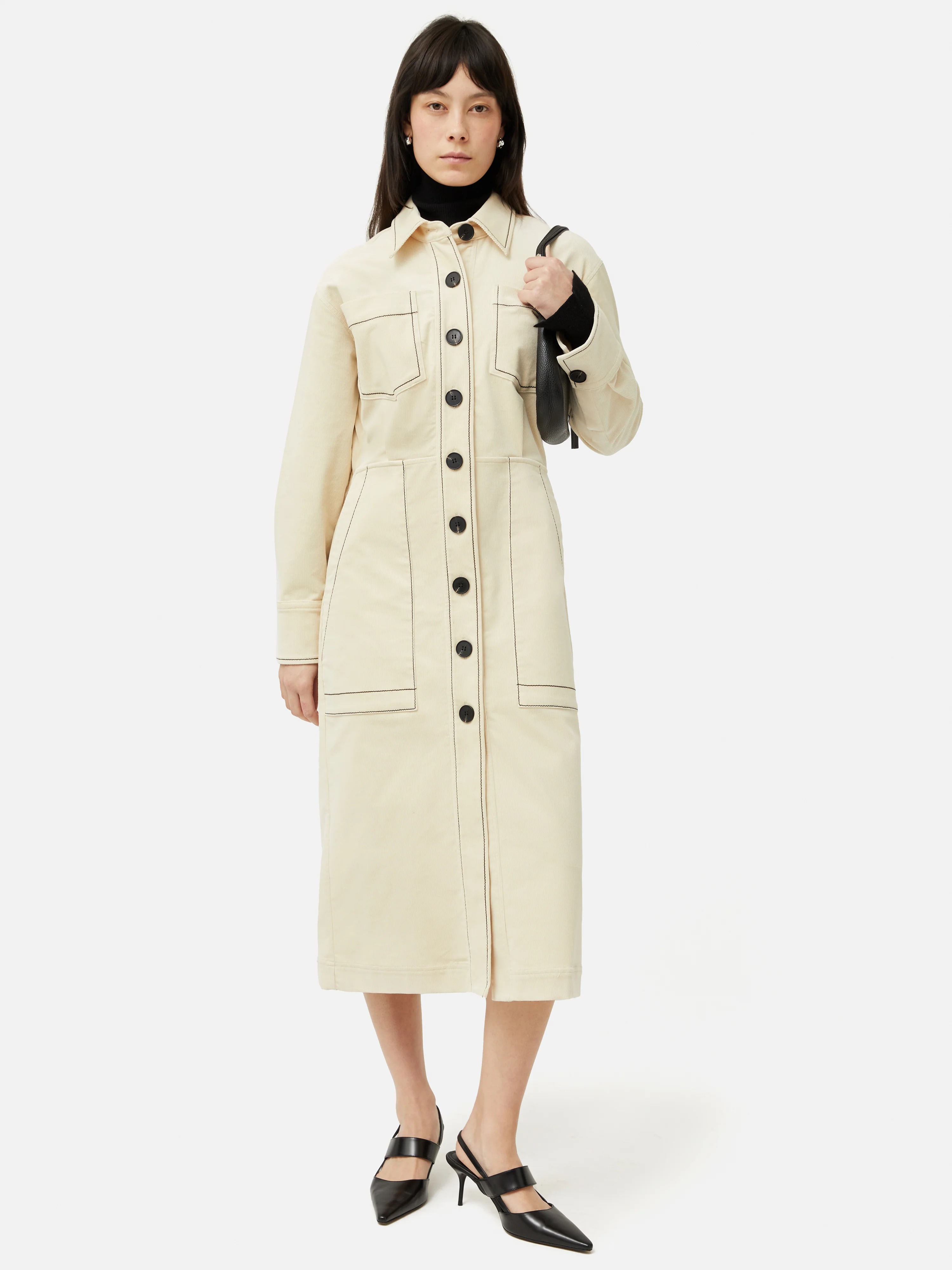 Cord Shirt Dress | Cream - Image 5