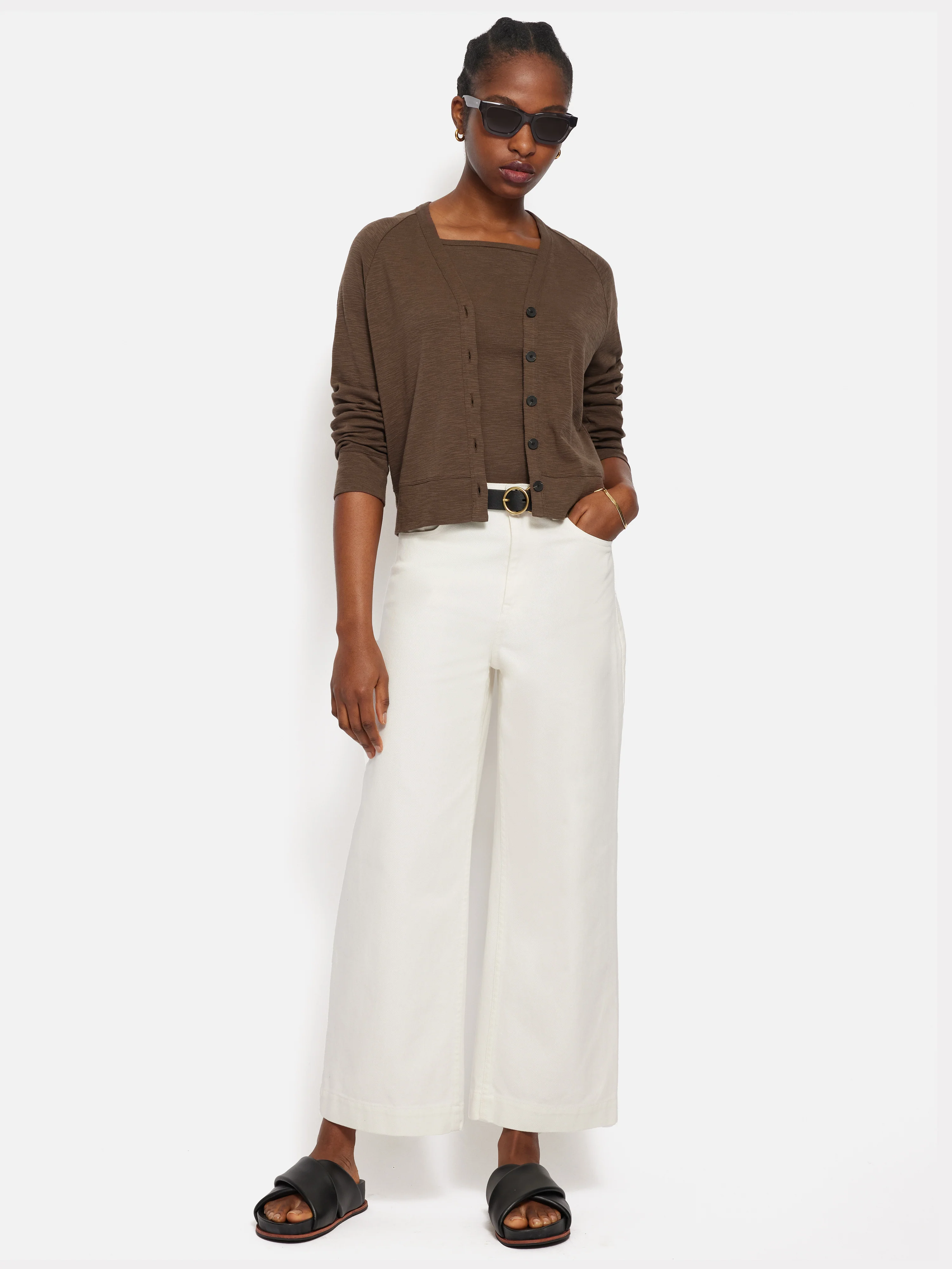 Cotton Luxe Cardigan | Brown - Image 3