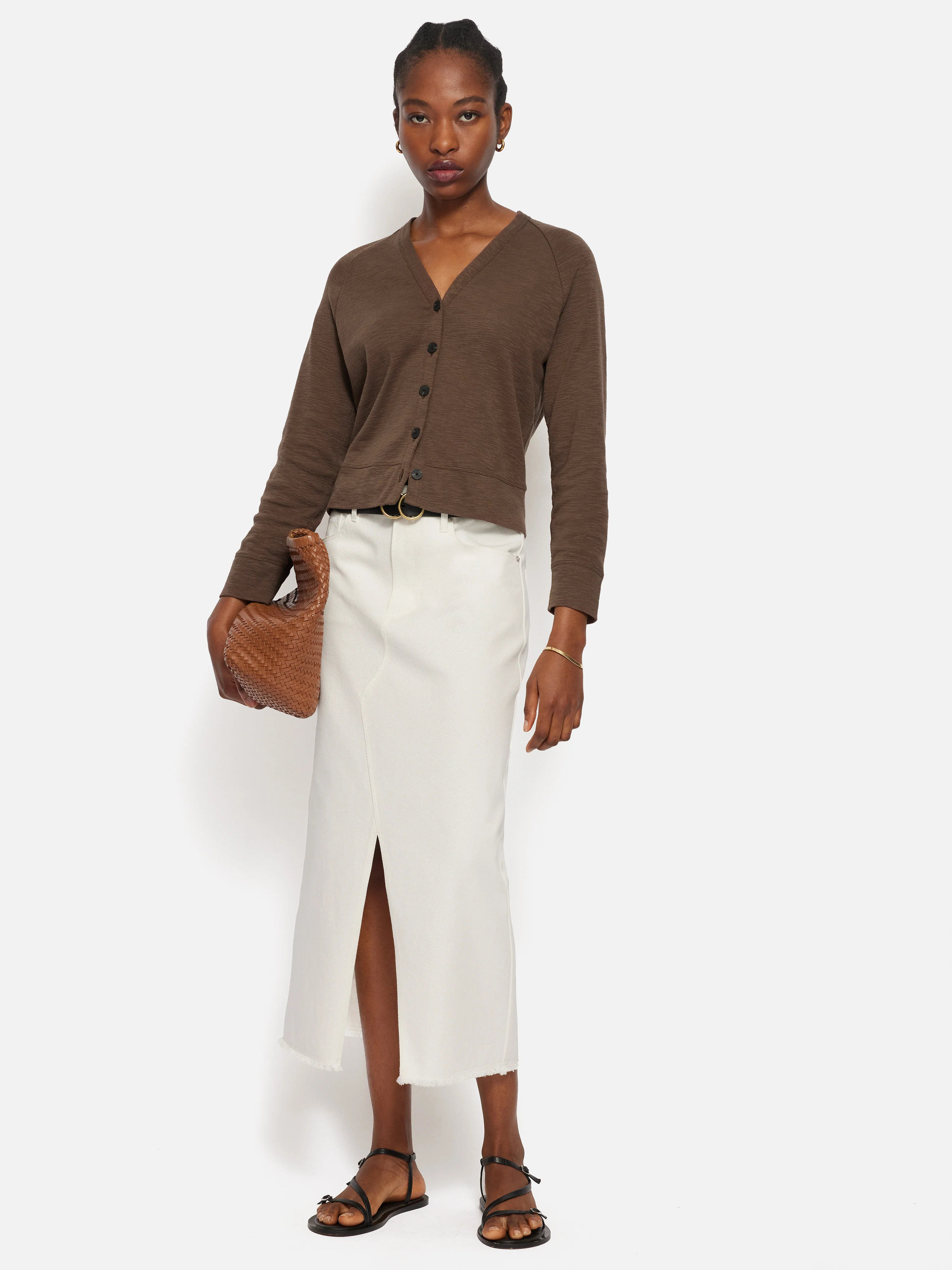 Cotton Luxe Cardigan | Brown - Image 6